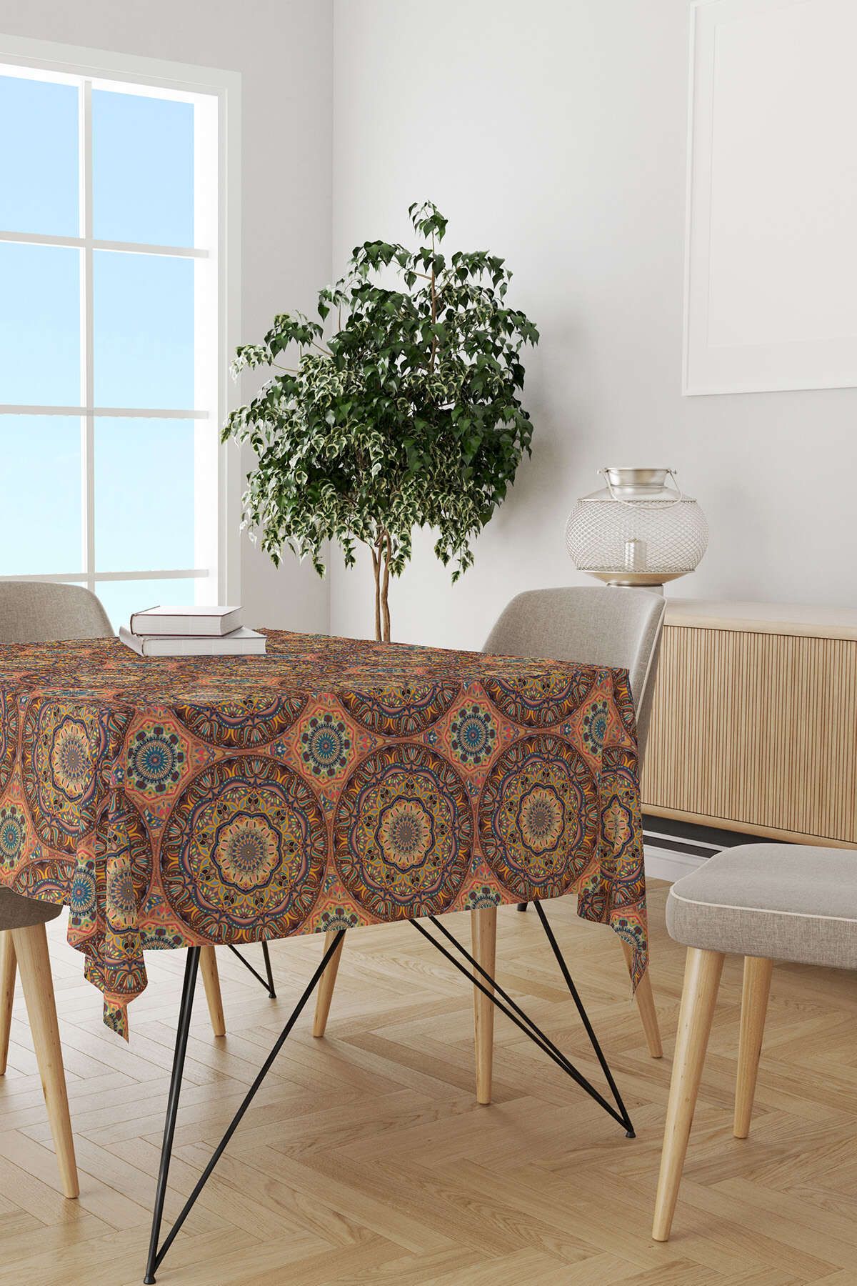 Cango Home-Orange Ethnic Retro Vintage Patterned Digital Printed Tablecloth Otyk014-ms 2