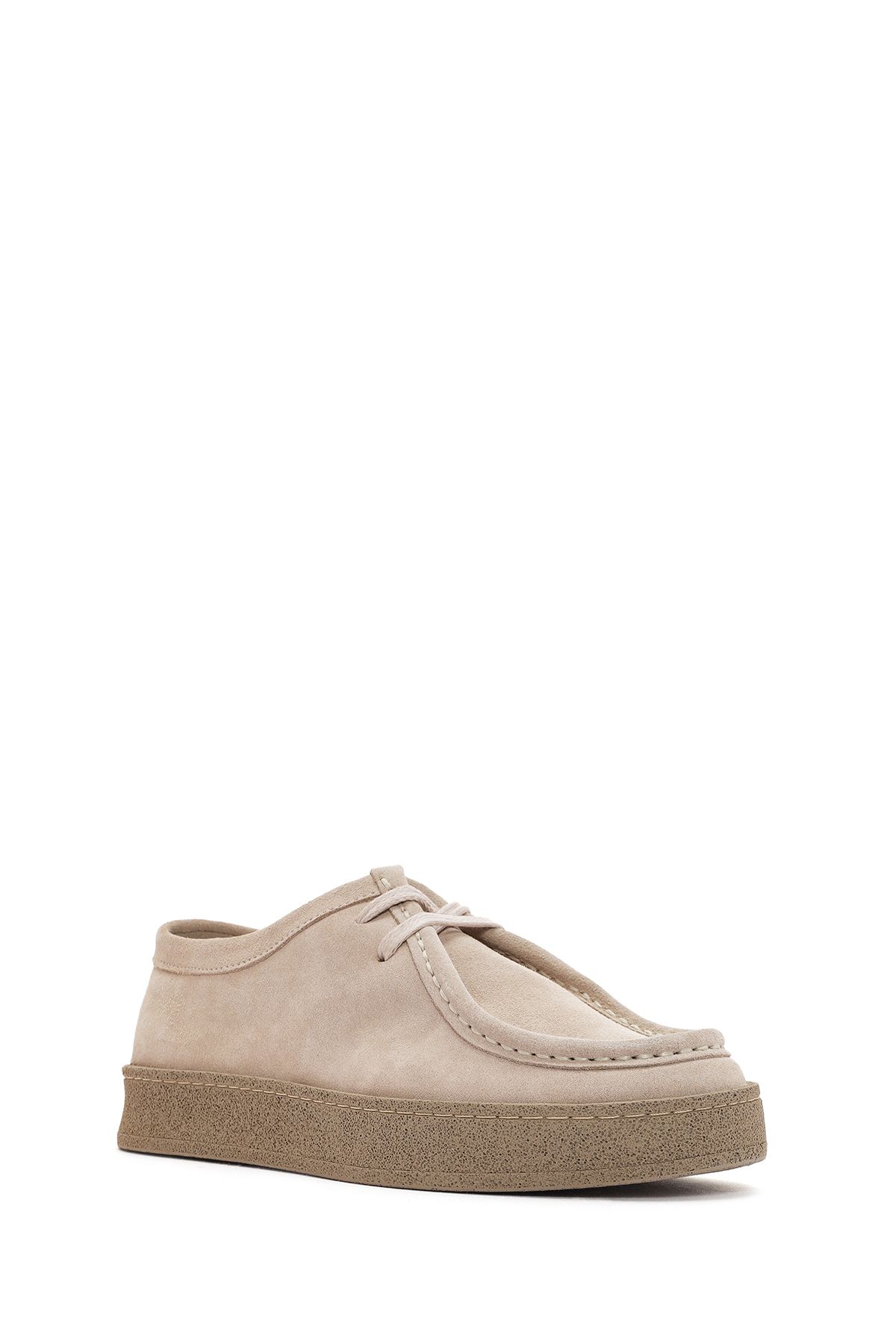 Derimod-Beige Suede Leather Women's Masculine Shoes - 24sfd420310 6