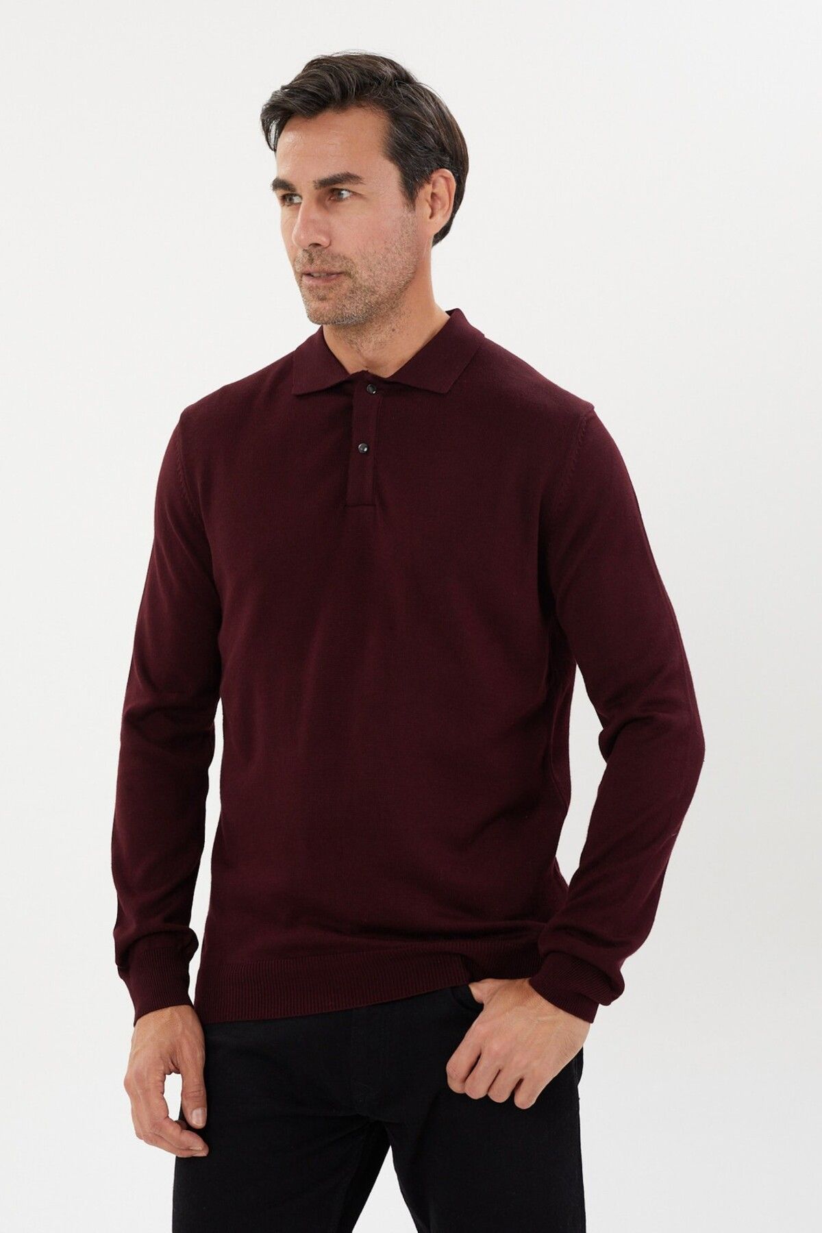 Tony Montana-Plus Size Polo Neck Basic Knitwear-Tb-3045 3