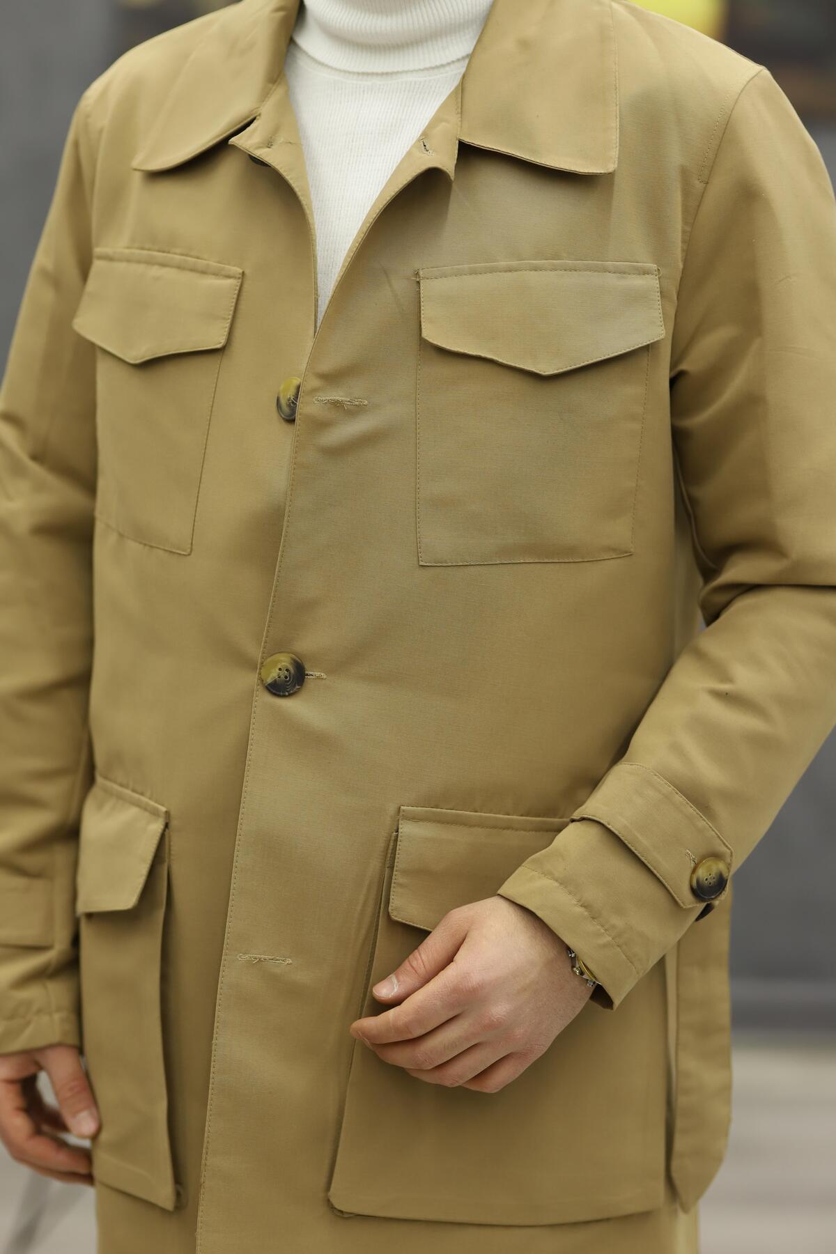 LOOK MAN 6131 Trençkot(camel) görsel 4