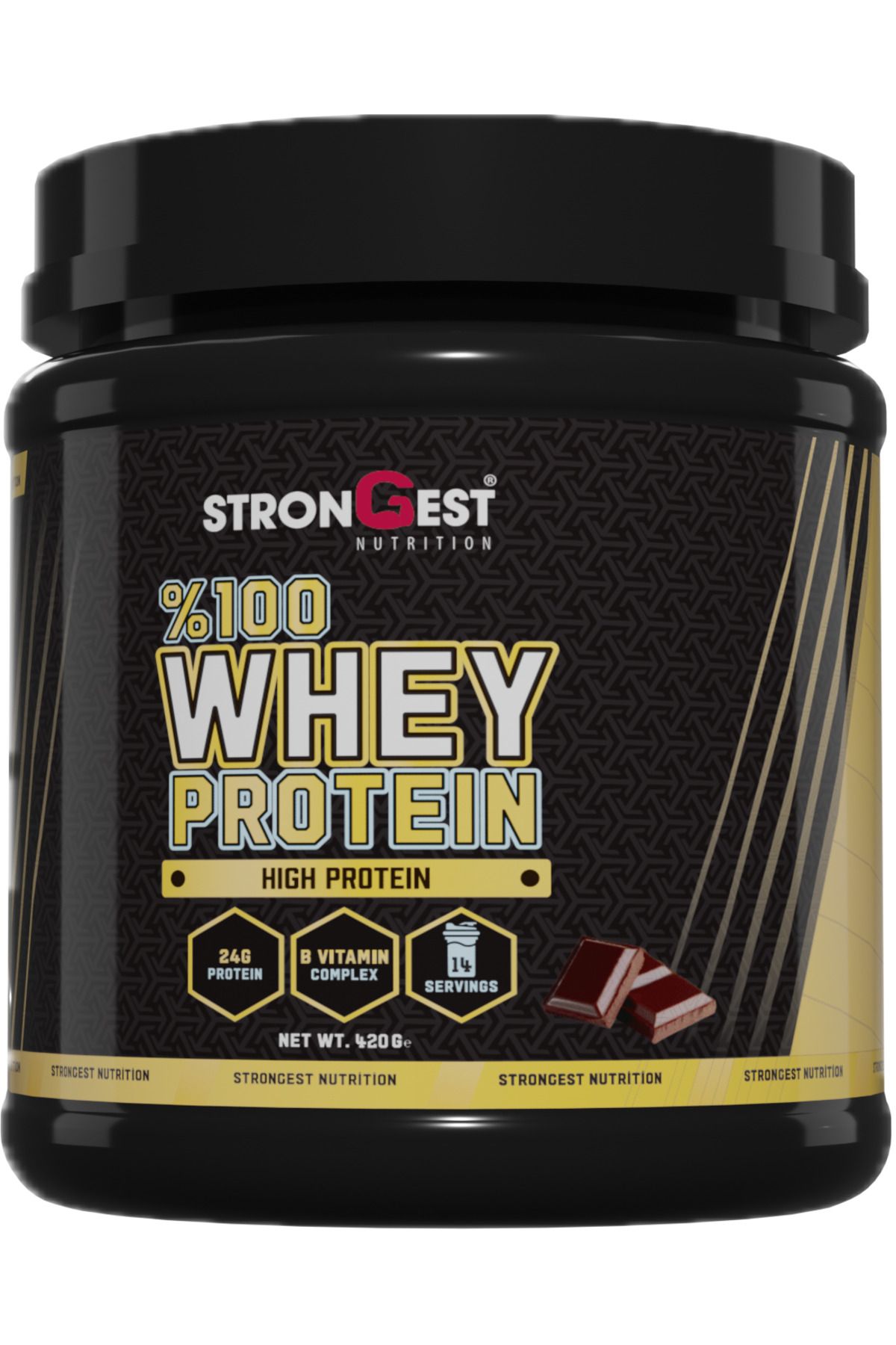 STRONGEST Whey Protein 420 Gr 14 Servis Çikolata Aromalı %100 Whey Protein Tozu