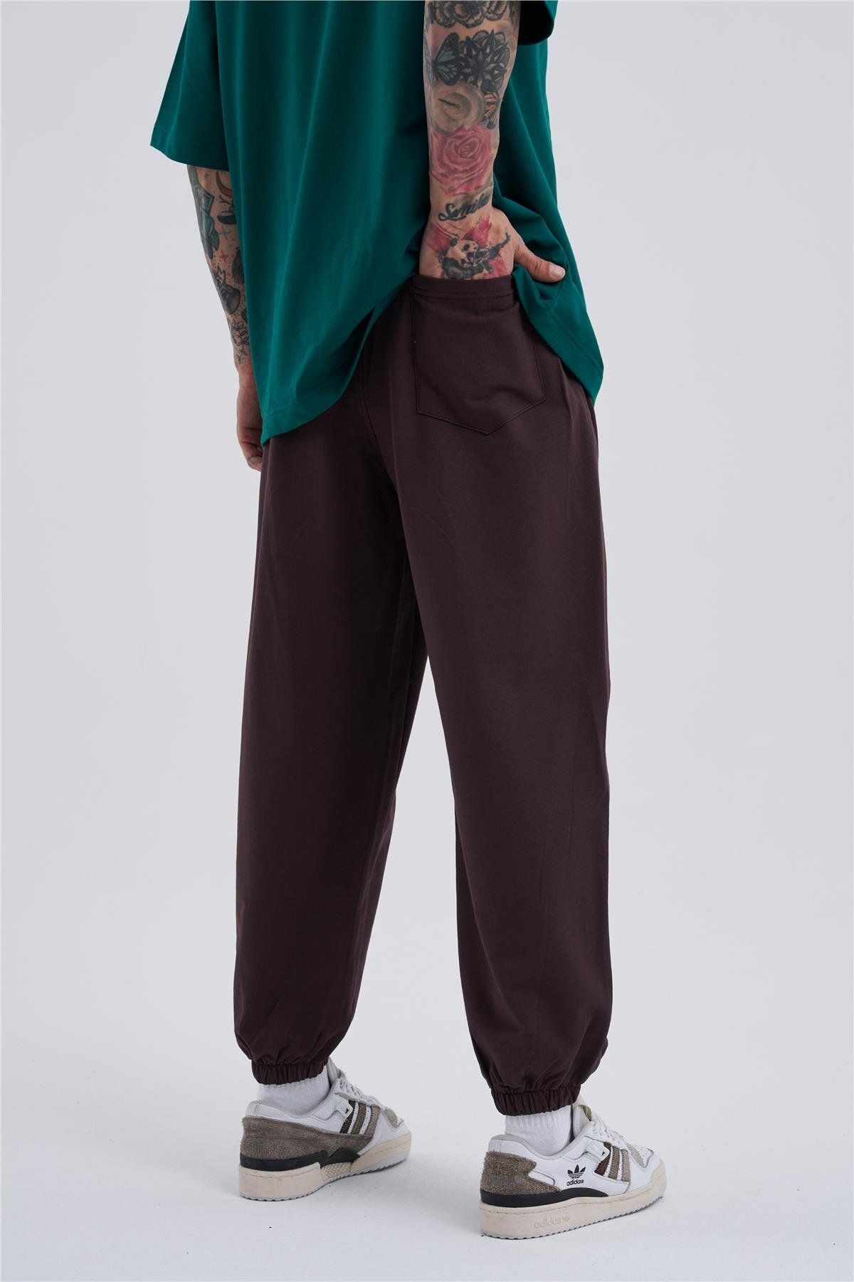 Machinist-Oversize Basic Jogger Tracksuit with Elastic Legs Light Brown 5