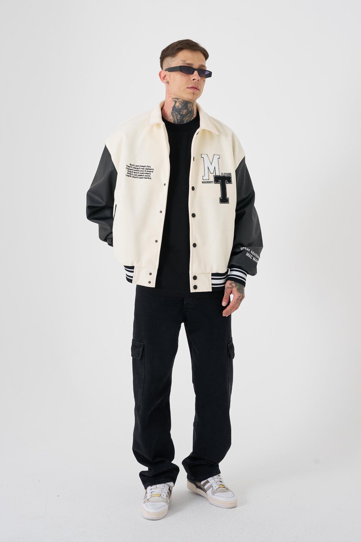 Machinist-Jachetă Bomber Ecru Mt Oversize pentru bărbați 4