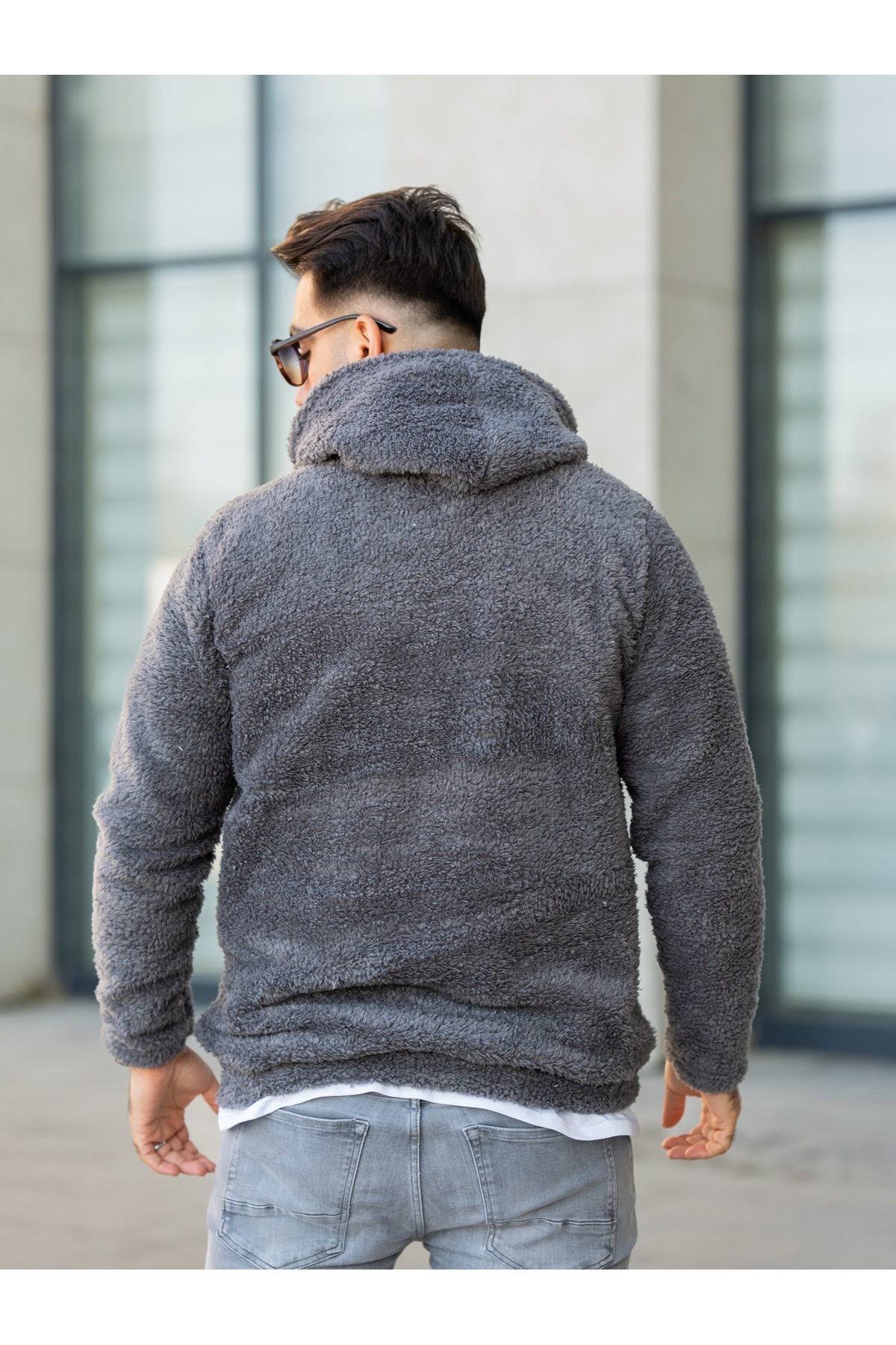 Kanguru Cepli Kapüşonlu Peluş Sweatshirt — رنگارنگ kngceppelus — تصویر 7 از 7
