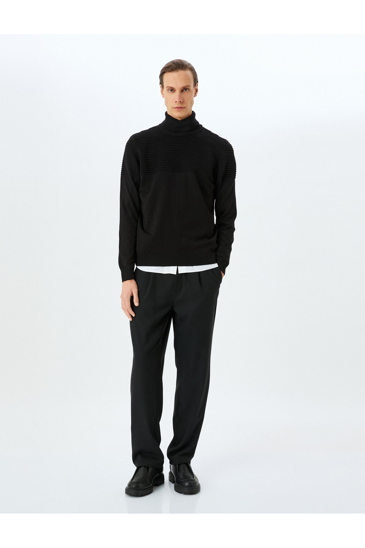 Koton-Crew Neck Textured Knitwear Sweater 2