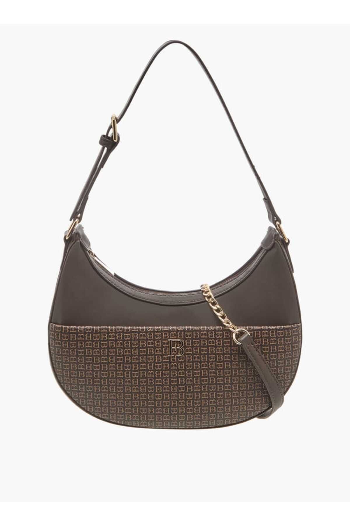 Flora Bella by Shoexpress-Flora Bella Monogram Detail Hobo Bag with Detachable Strap and Zip Closure 1