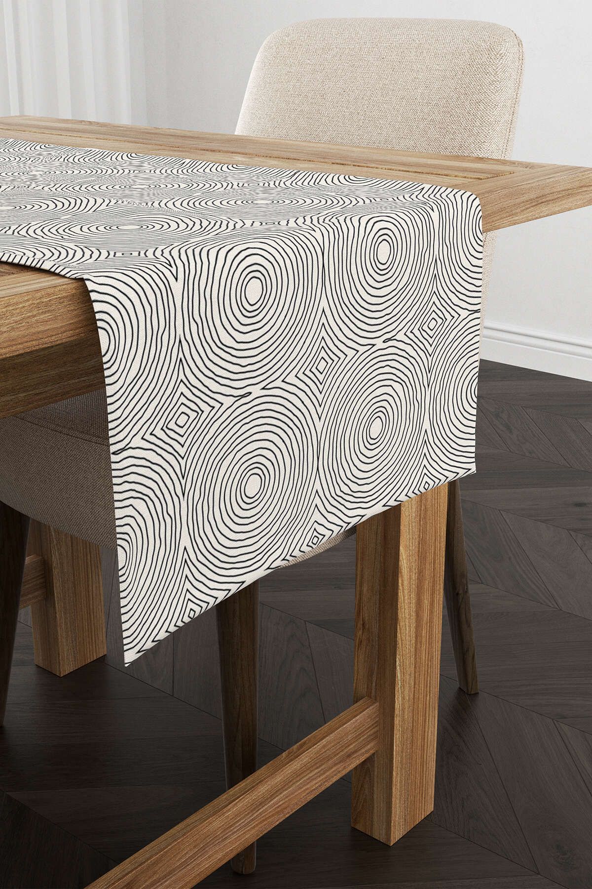 Cango Home-Κρεμ Μαύρο Bohemian Scandinavian Pattern Digital Printed Runner Cgh1224-rn 1