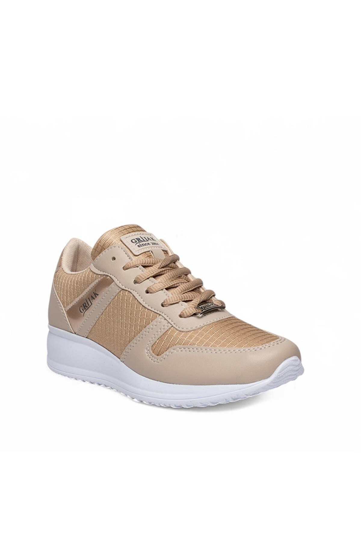 Günlük Bağcıklı Ortopedik Rahat Konforlu Kadın Spor Ayakkabı Günlük Sneaker Bej