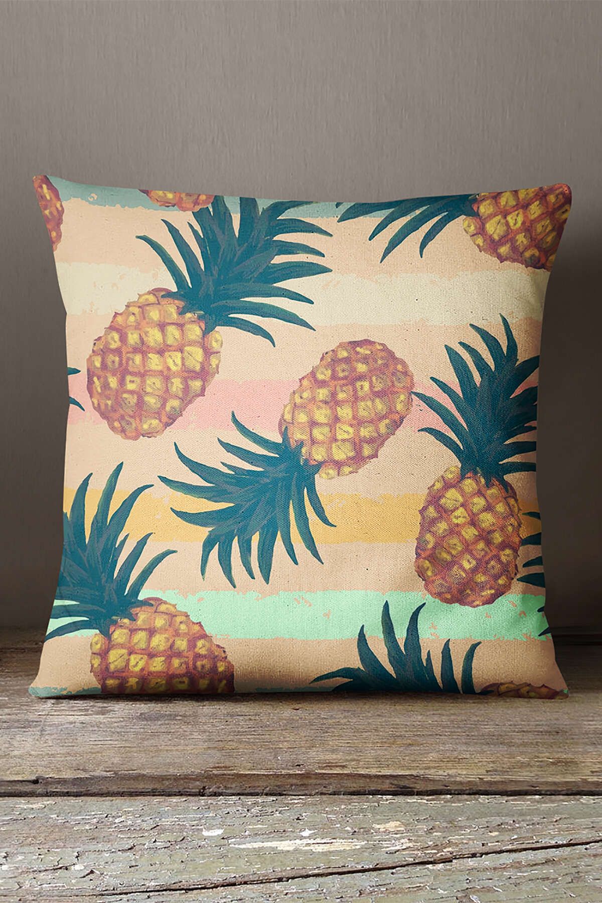 INSENSE HOME-Husă de pernă din catifea Babyface, galben verde, cu model de ananas - Cgh049 1