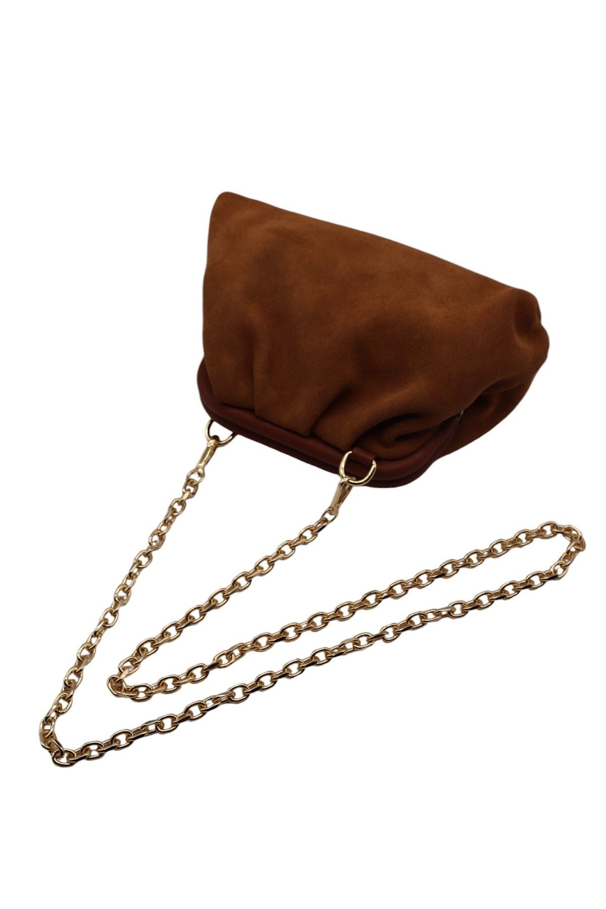 HFKY-Women's Tan Pouch Model Tan Suede Hand and Shoulder Bag.Ry307 6