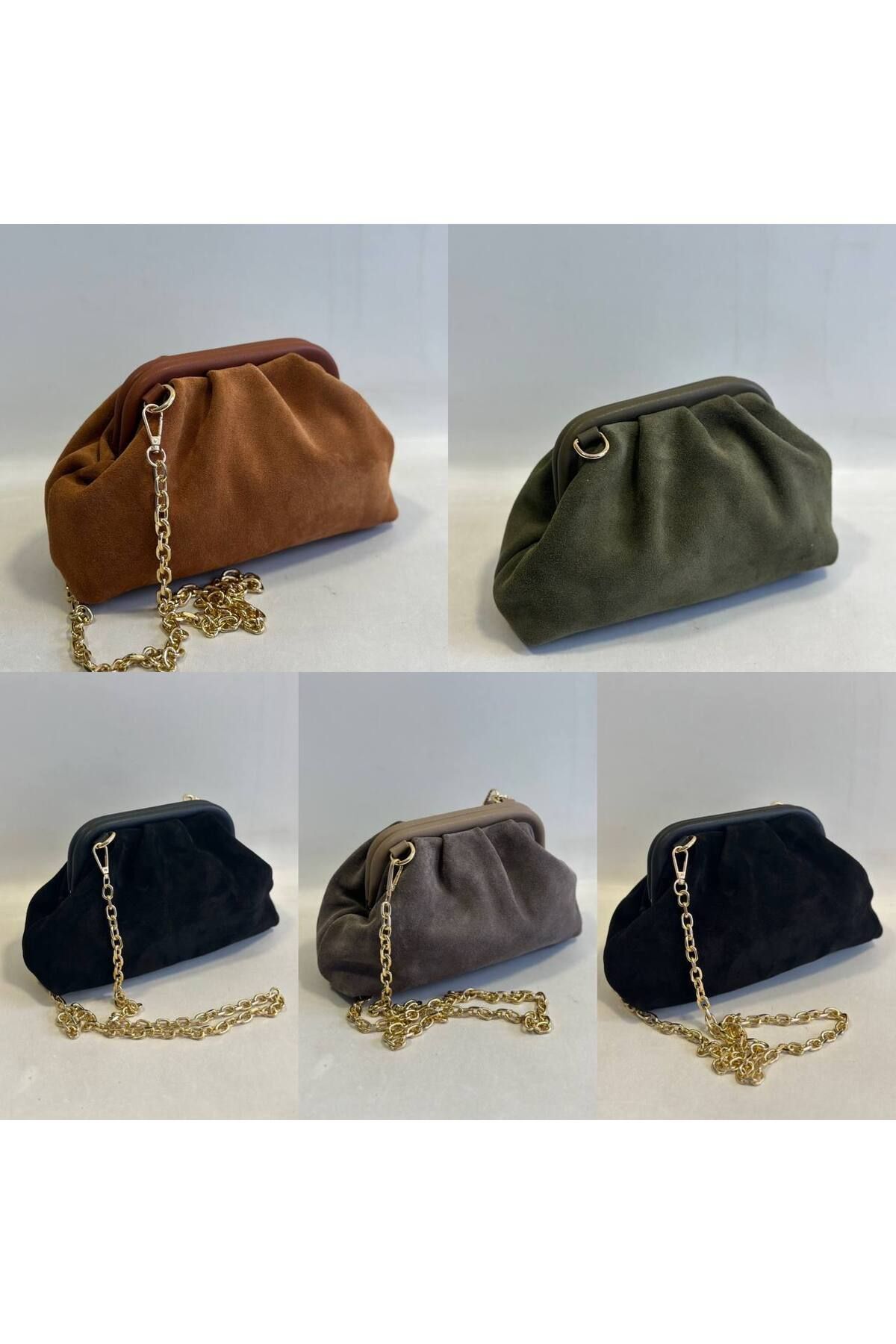 HFKY-Women's Tan Pouch Model Tan Suede Hand and Shoulder Bag.Ry307 7