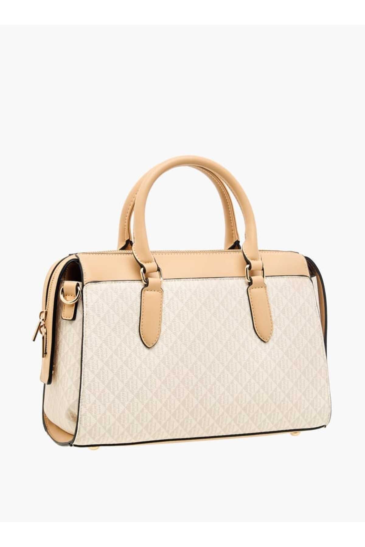 ELLE-Monogram Print Tote Bag with Top Handles and Zip Closure 3