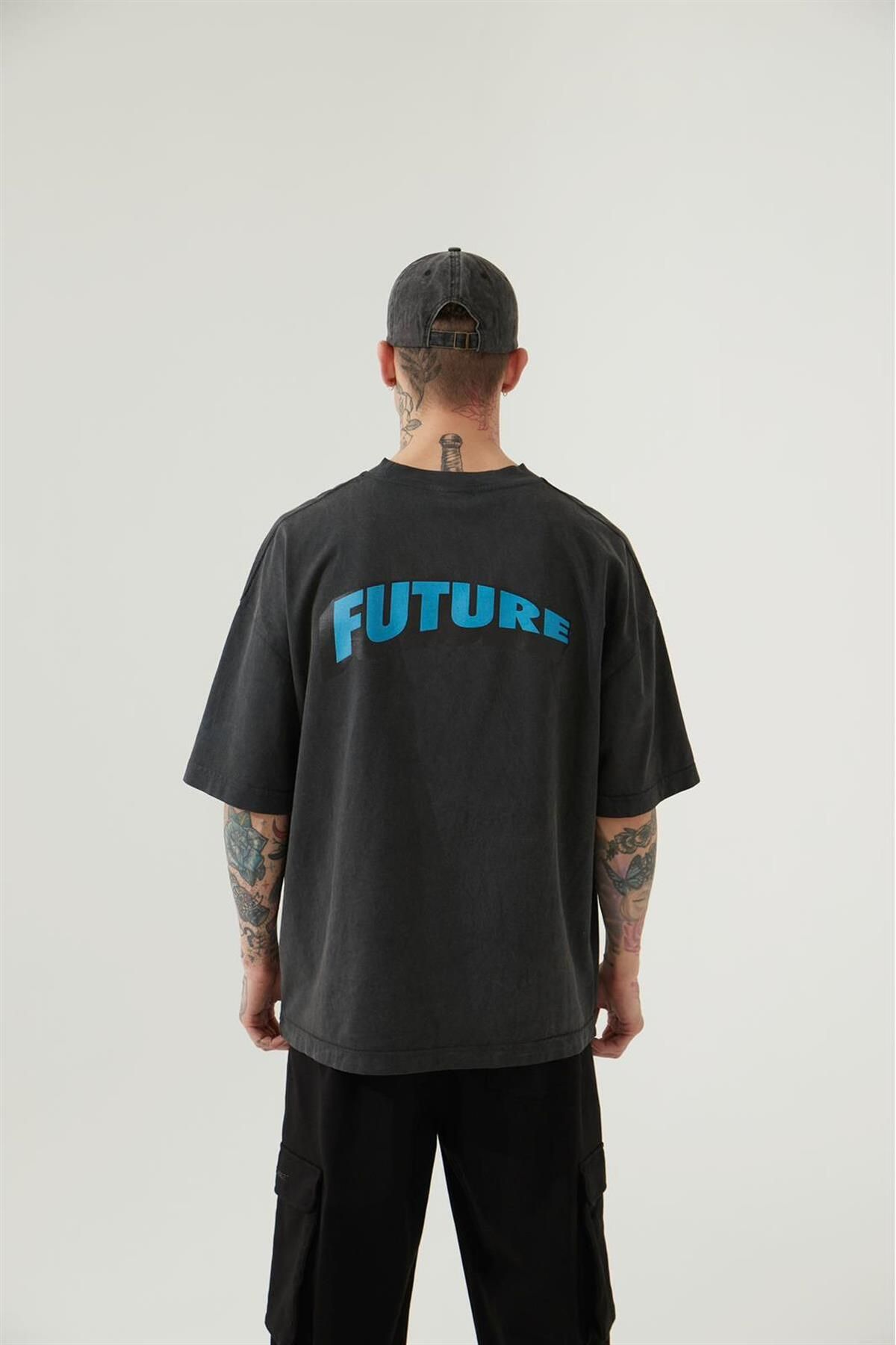 Machinist-Tricou unisex oversize cu imprimeu Future Antracit 4