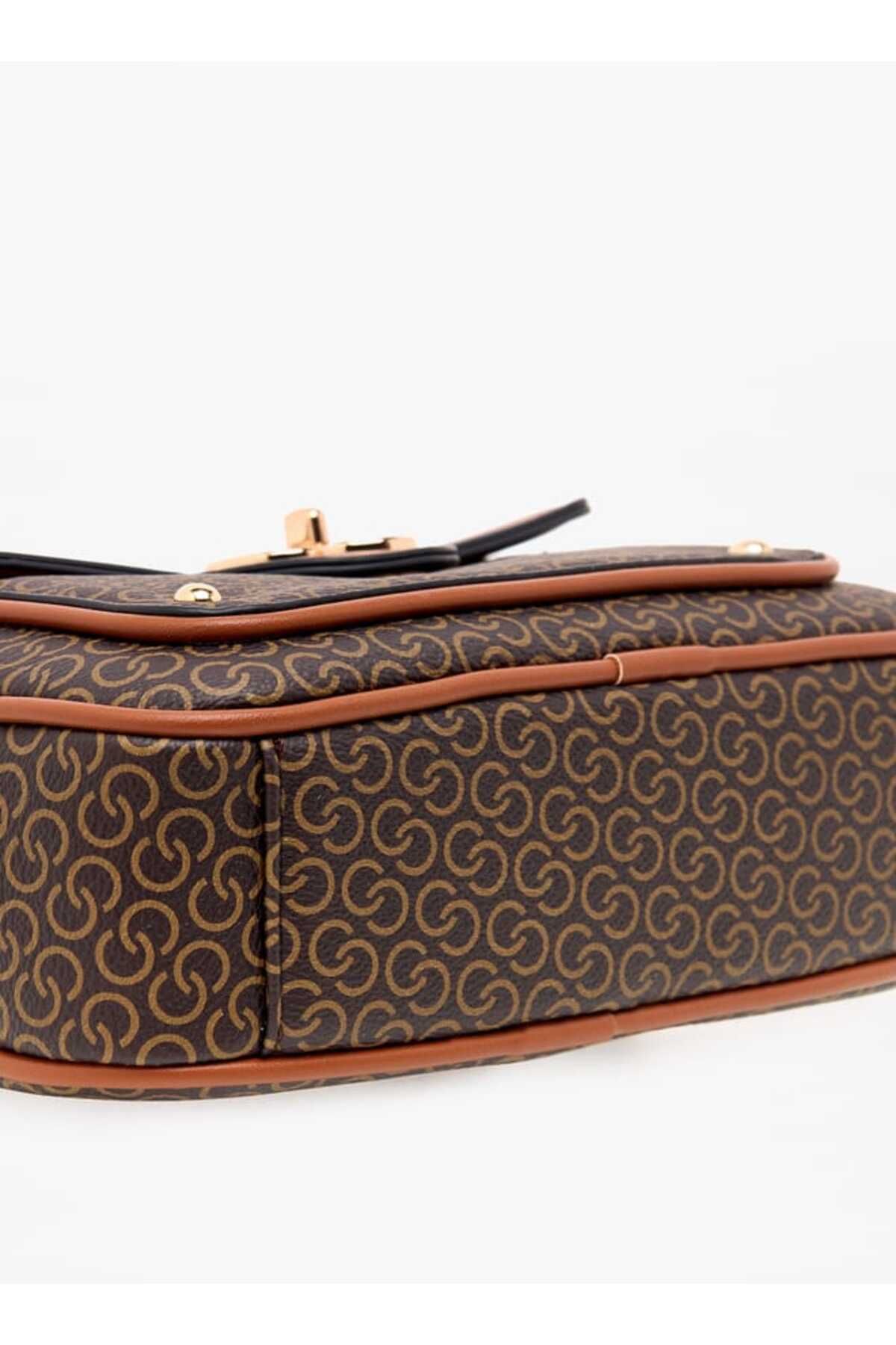 Celeste-Monogram Print Crossbody Bag with Adjustable Strap and Zip Closure 5
