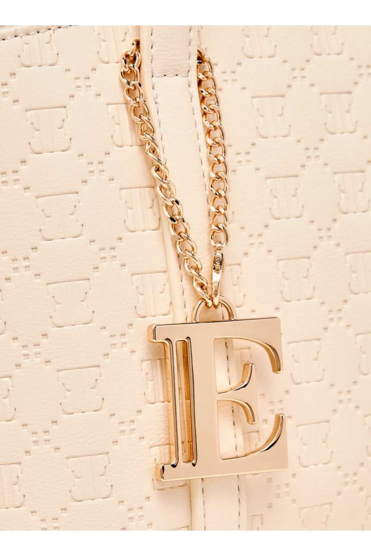 ELLE-Embossed Tote Bag with Double Handle and Zip Closure 4