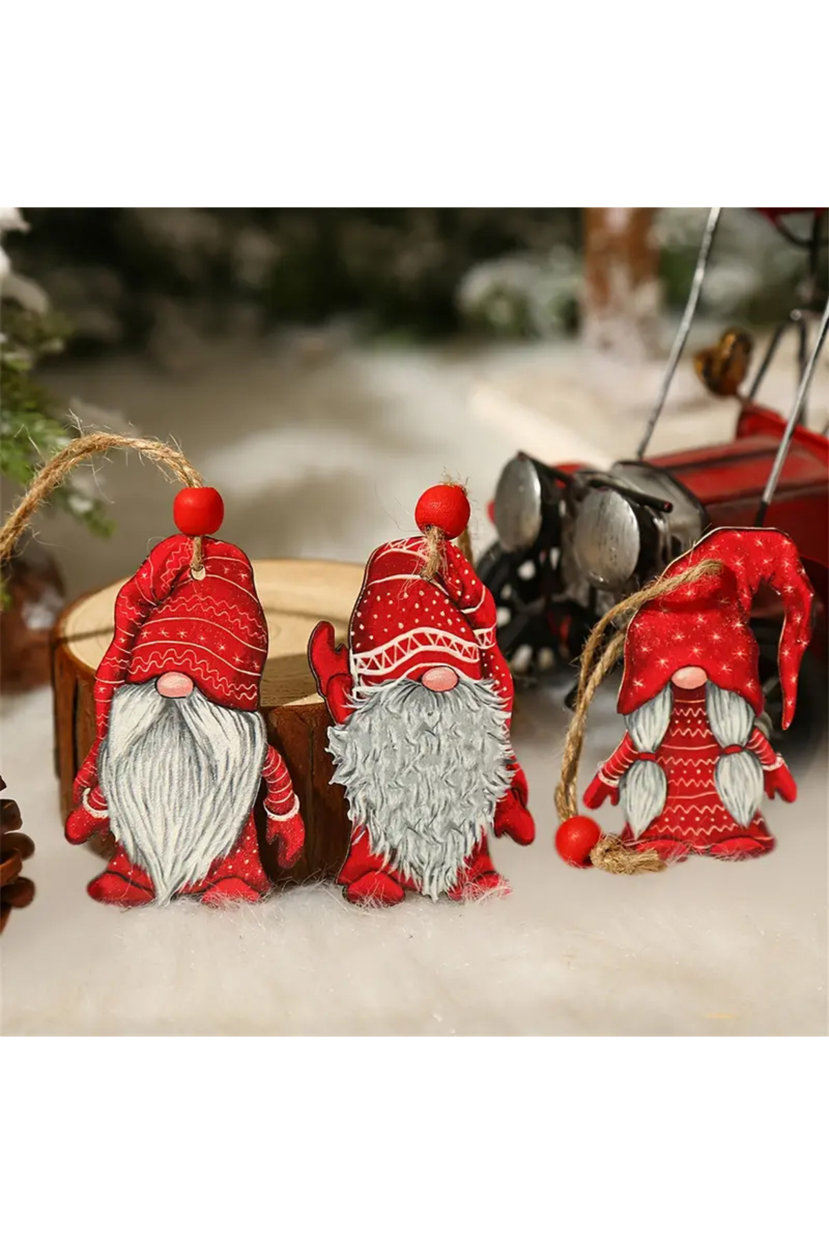 Ahşap 12 Li Noel Gnome Süsleri Yılbaşı Süsleri Noel Ağacı Çam Ağacı Süsleri 4