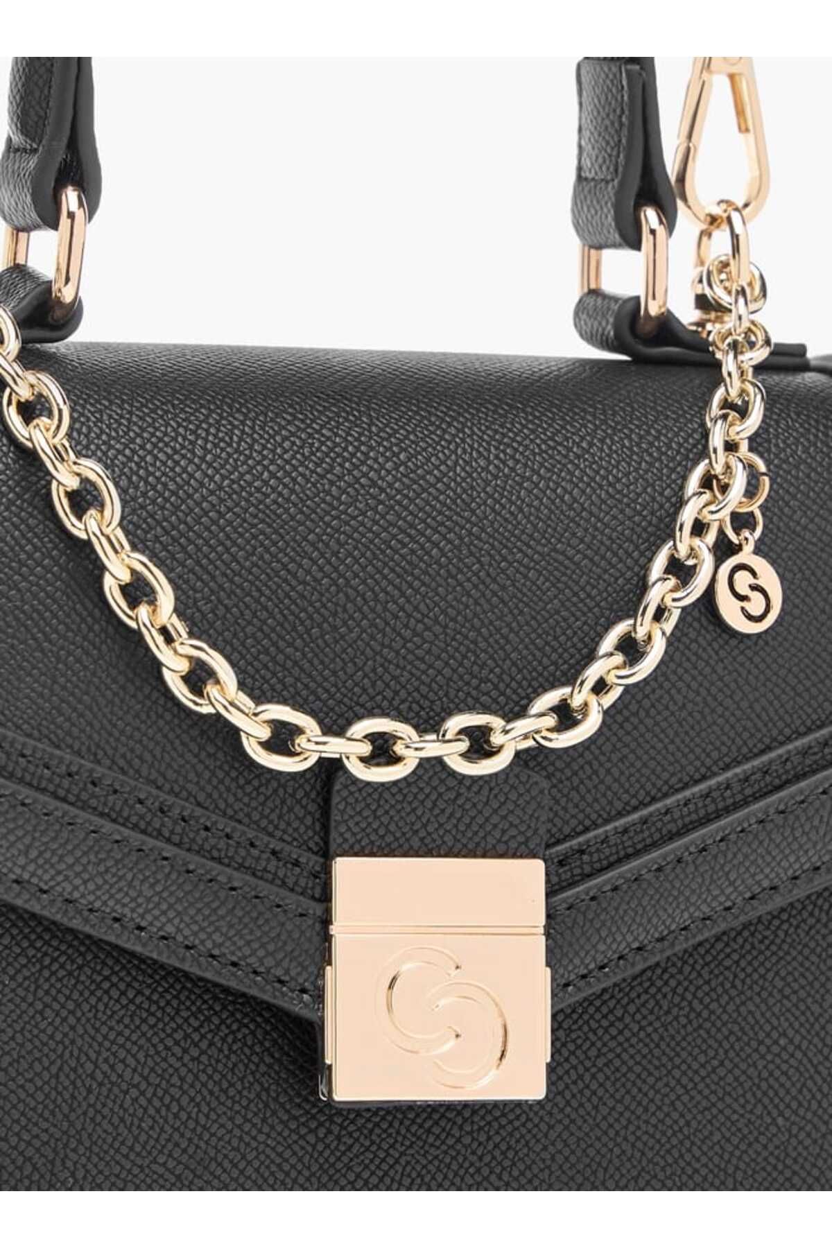 Celeste-Solid Satchel Bag with Flap Closure and Detachable Strap 4
