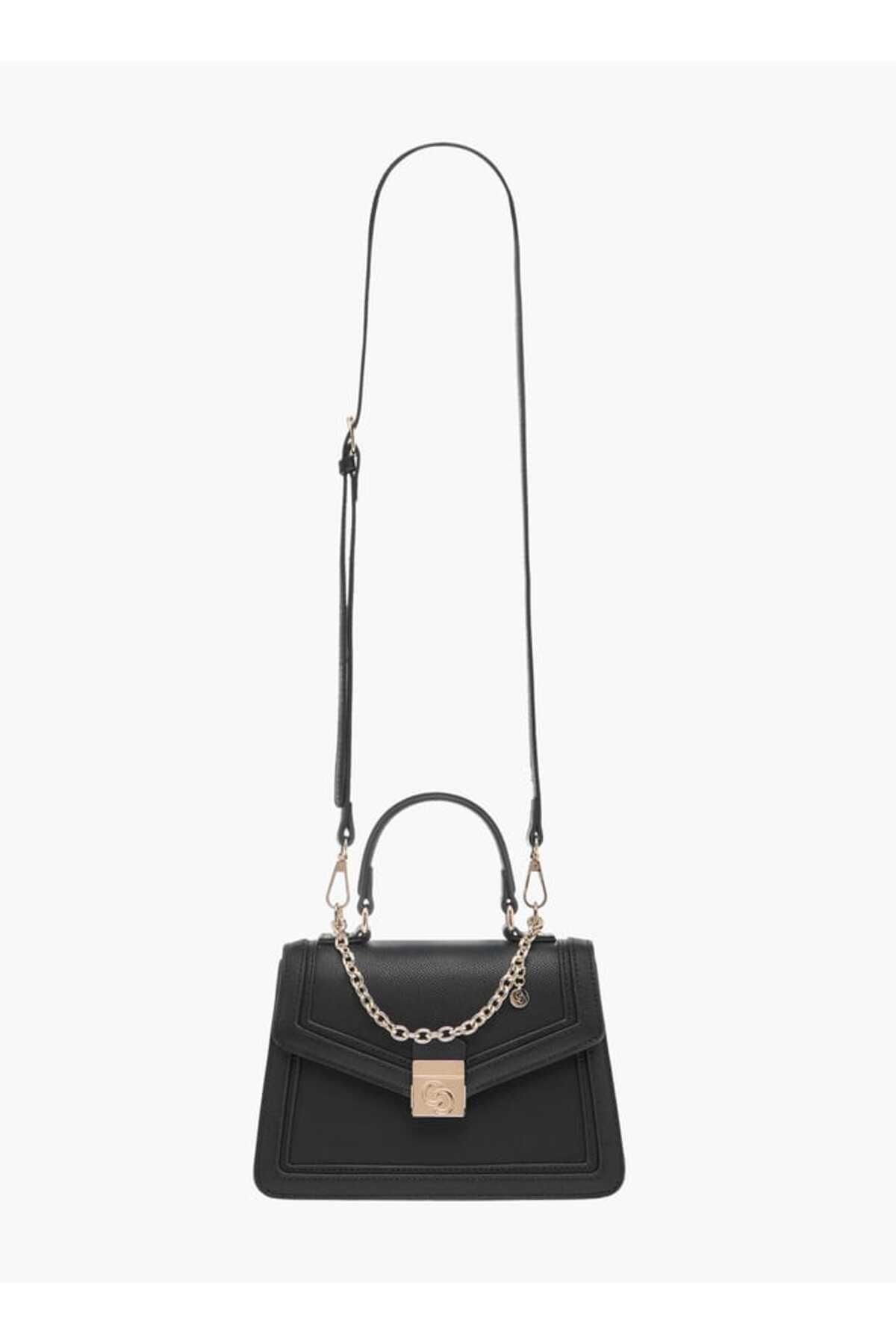 Celeste-Solid Satchel Bag with Flap Closure and Detachable Strap 2