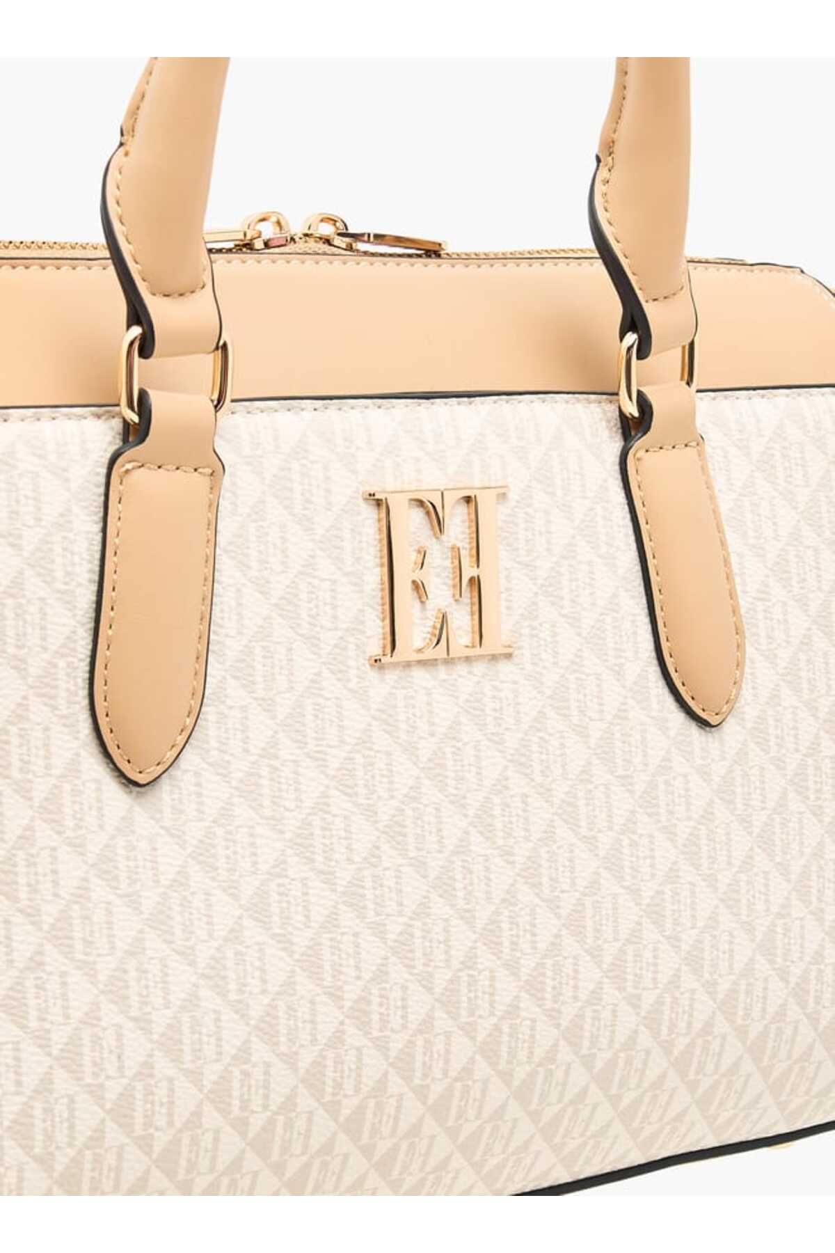 ELLE-Monogram Print Tote Bag with Top Handles and Zip Closure 4