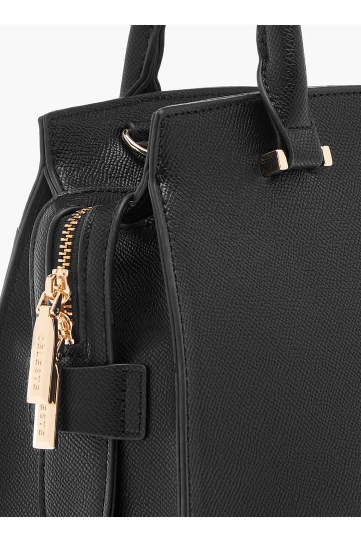 Celeste-Solid Tote Bag with Lock Charm and Detachable Strap 5