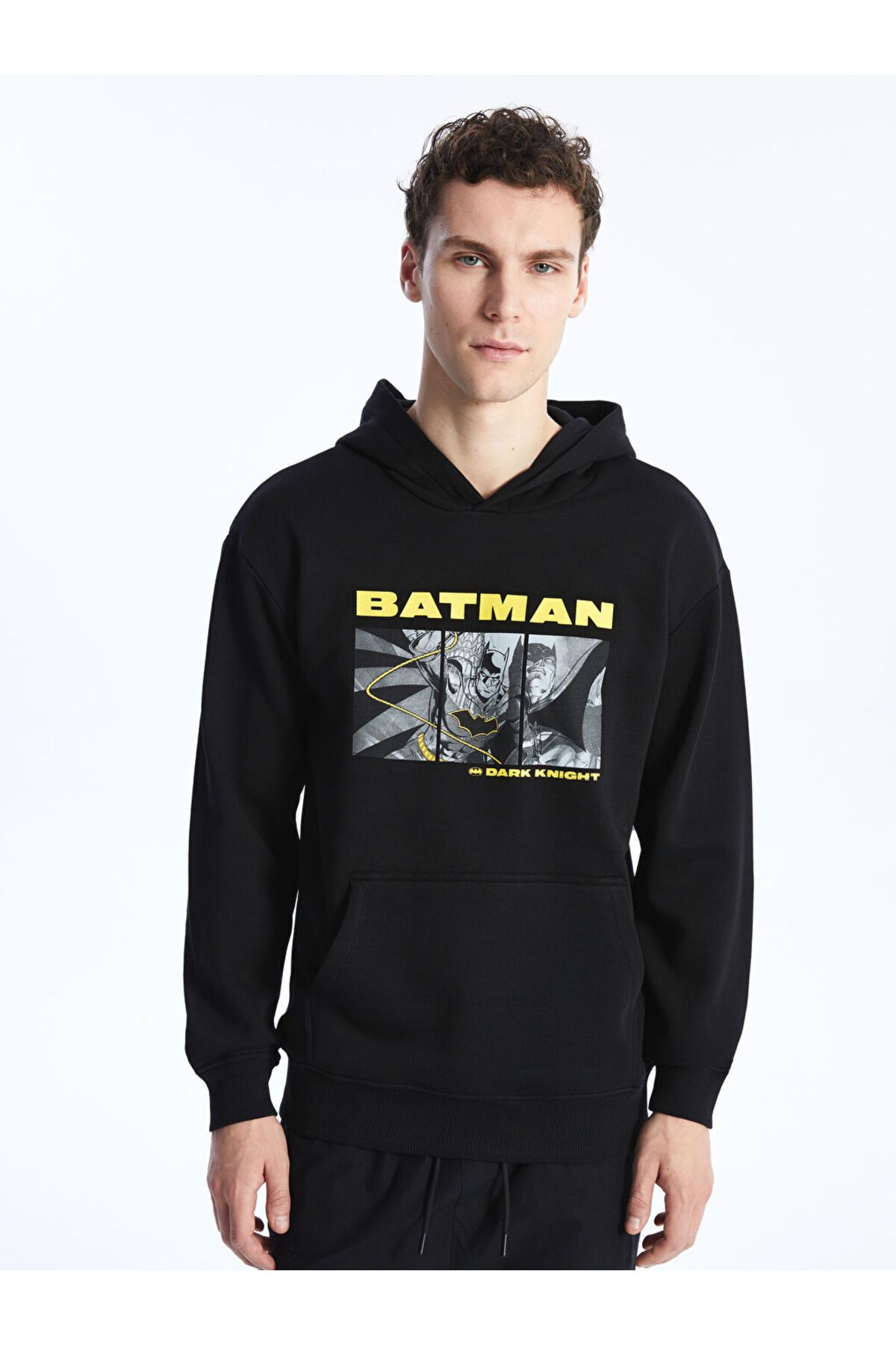 LC Waikiki LCW Casual Uzun Kollu Batman Baskılı Erkek Kalın Hoodie