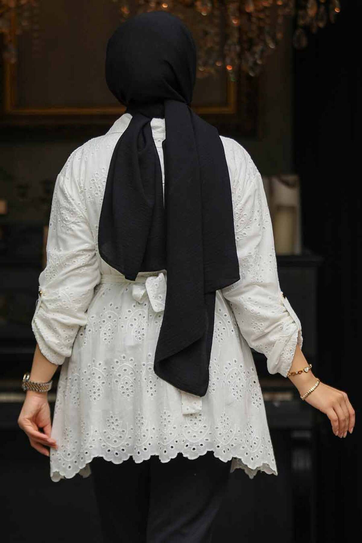 Neva Style-تونيك حجاب أبيض - 14252B 3