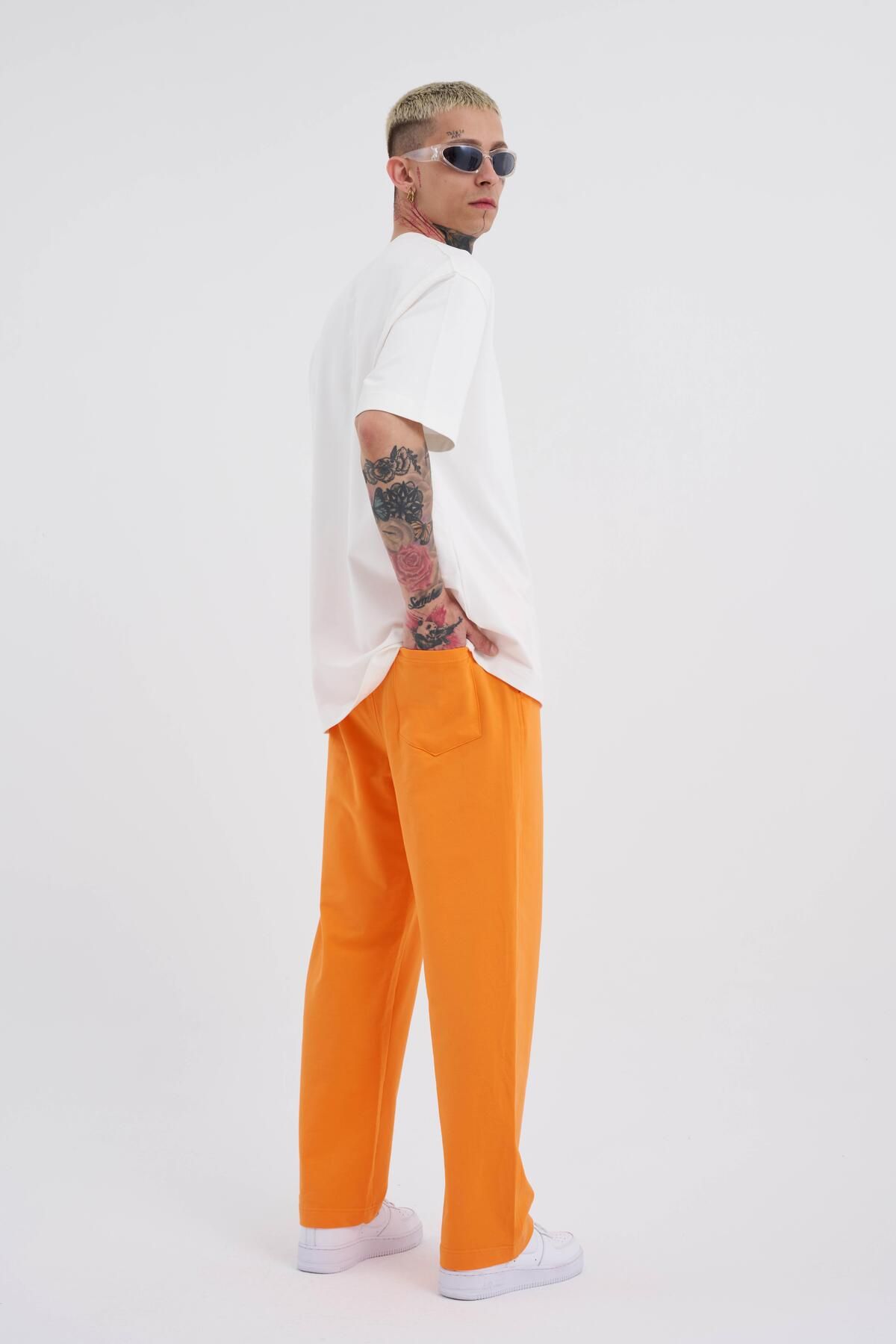 Machinist-Men's Basic Relaxed Baggy Orange Sweatpants 4