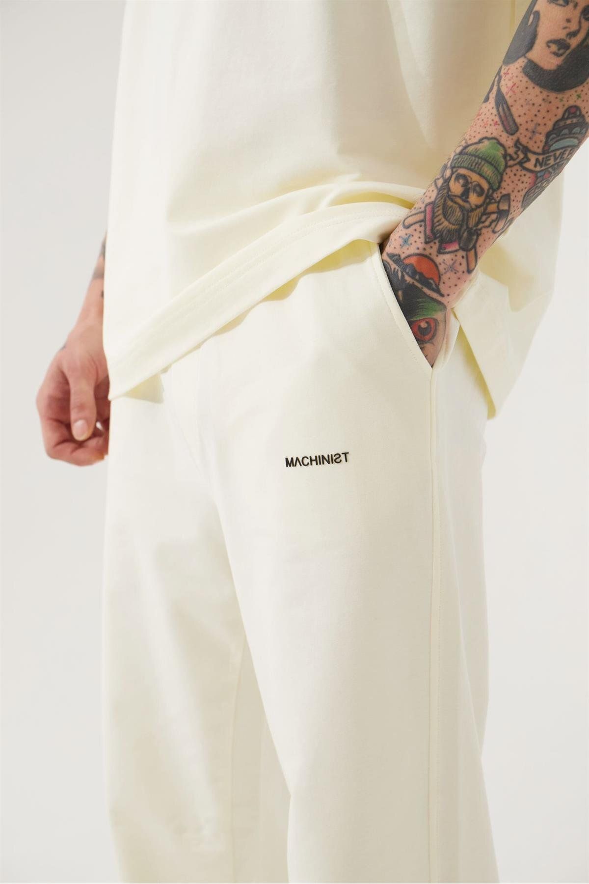 Machinist-Ανδρικό Basic Relaxed Baggy Cream Φούτερ 3