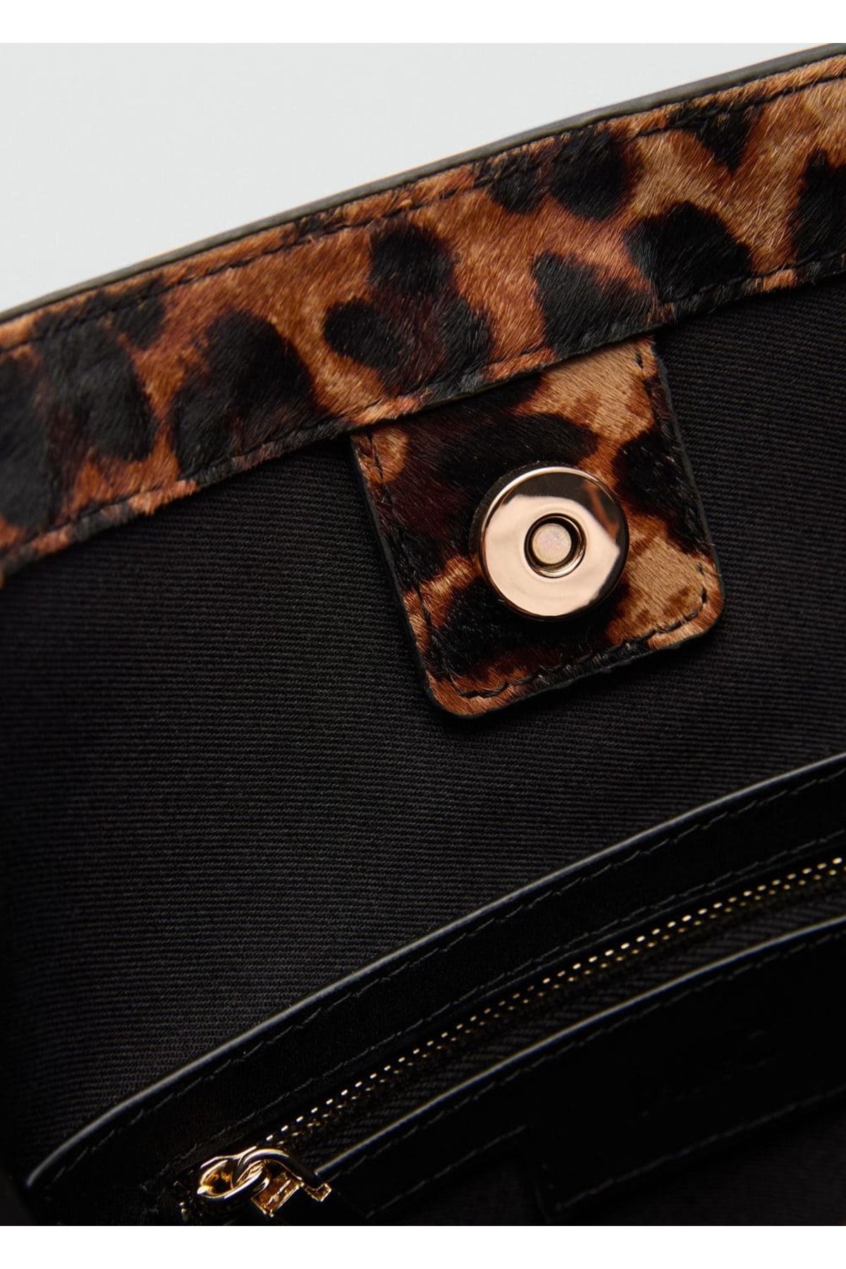 MANGO Woman-Shopper Bag with Leopard Print 5