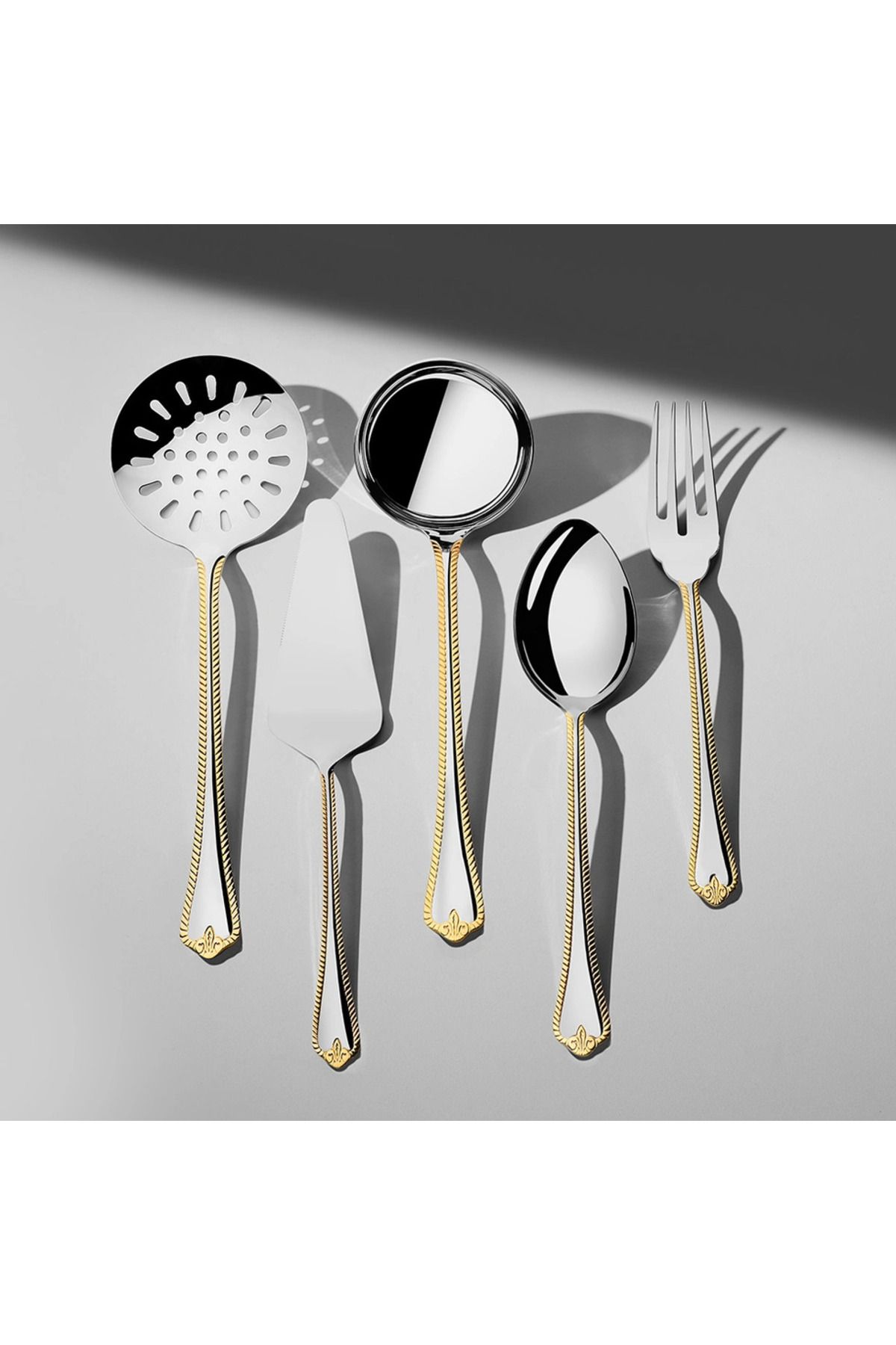 Nehir-Fulya 24 Carat Plain Gold Plated 89 Piece Fork Spoon Knife Set with Cardboard Box 4