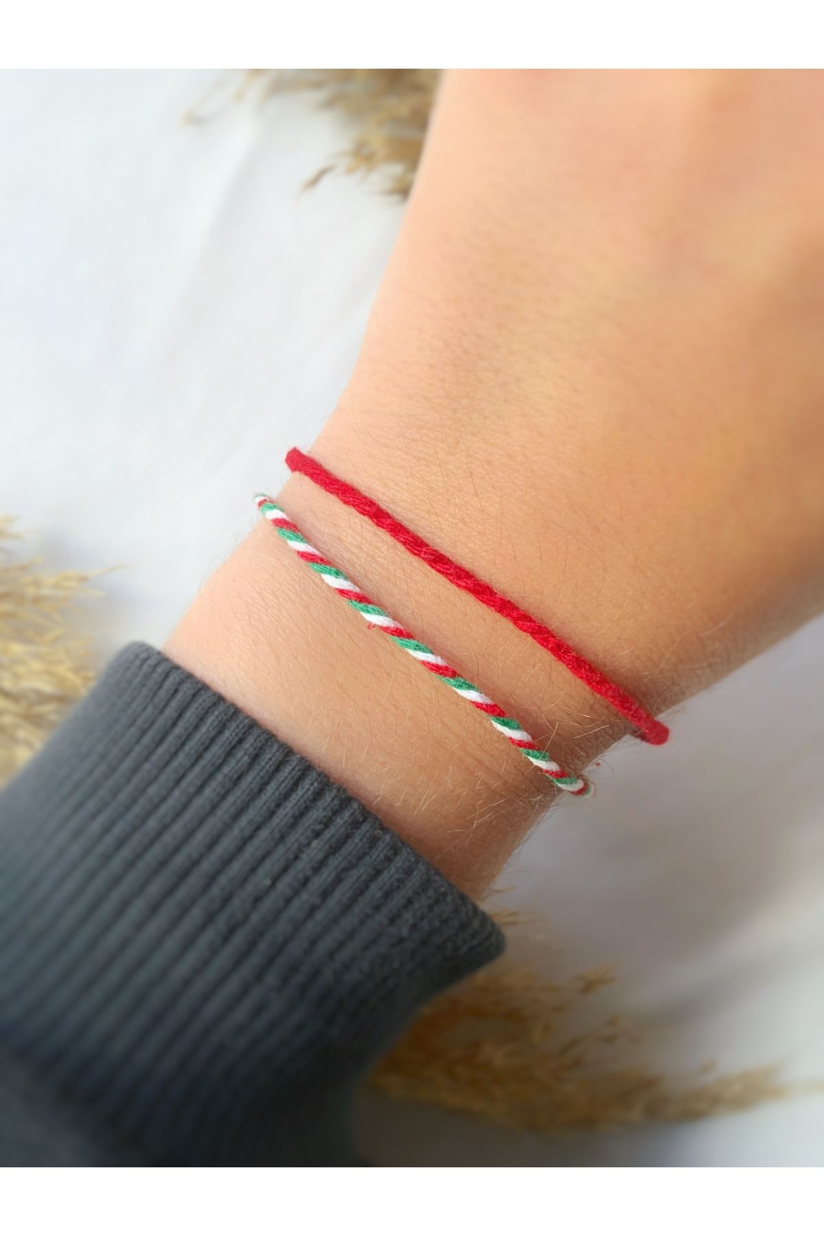 Atölye Merdiven-Set of 2 New Year's Red Luck / Wish Bracelets Cotton String (No Allergy) 1