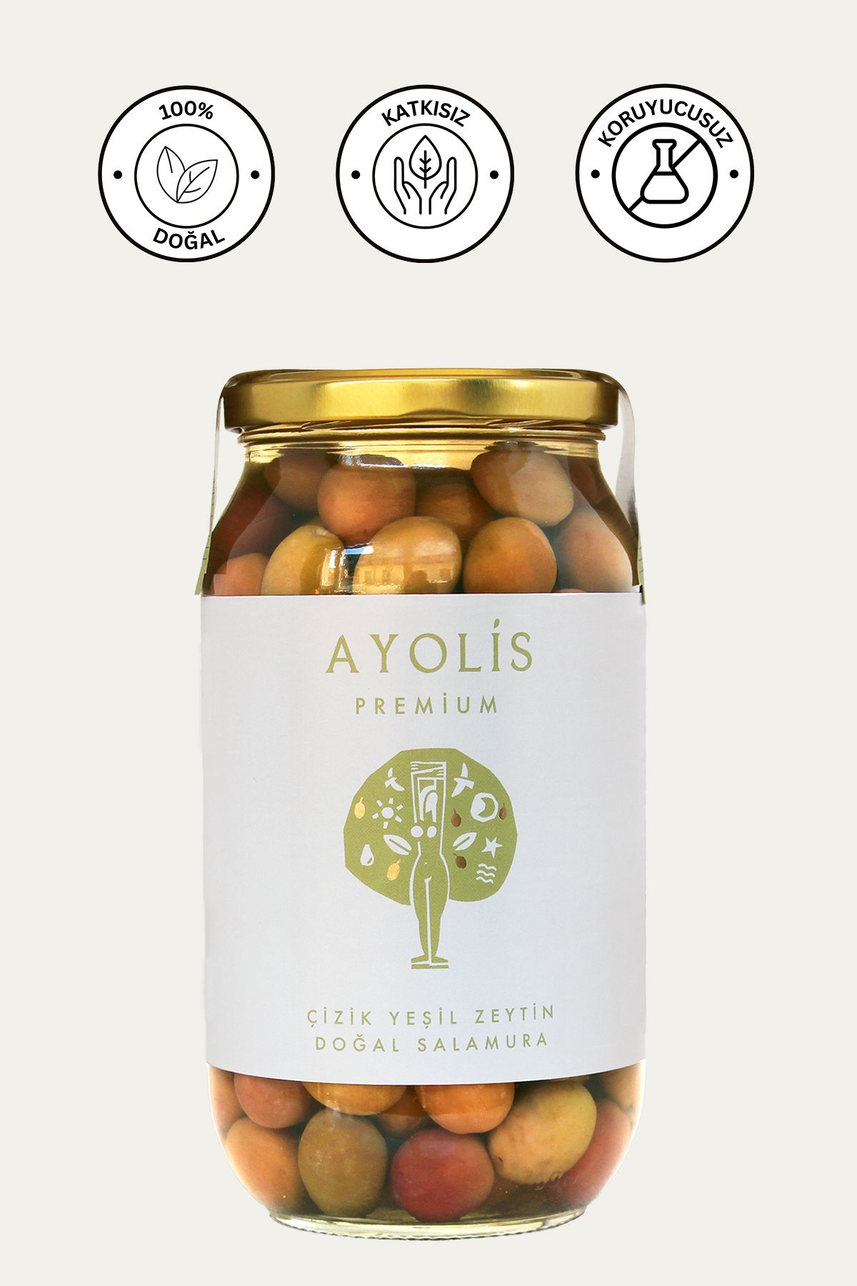 Ayolis Premium Gurme Çizik Yeşil Zeytin XL 650 g