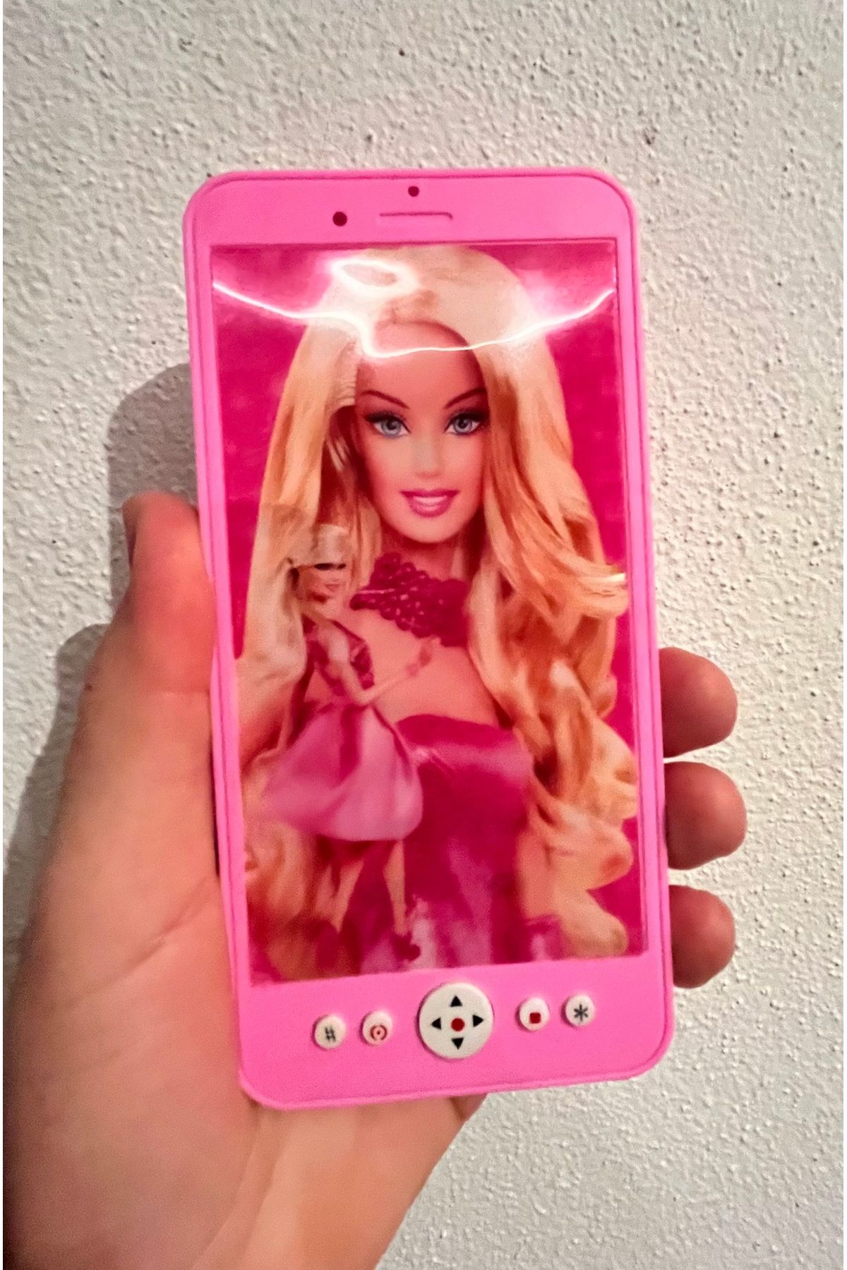 Hesaplı Dükkan Barbie temalı oyuncak ışıklı sesli pembe telefon