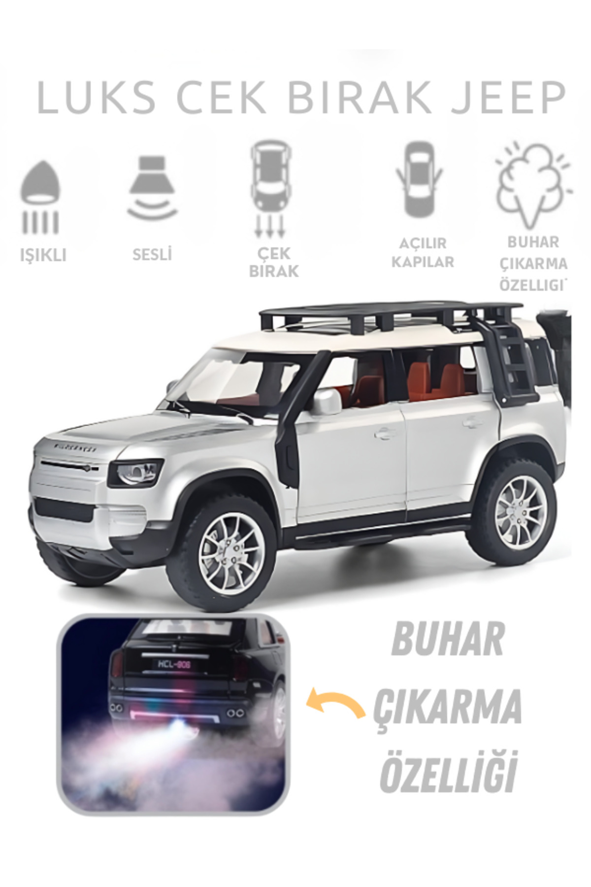 Çek-Bırak Lüks Range, Buhar Çıkaran, Sesli, Işıklı - Açılır Kapı ve Bagajlı, Oyuncak Araç
