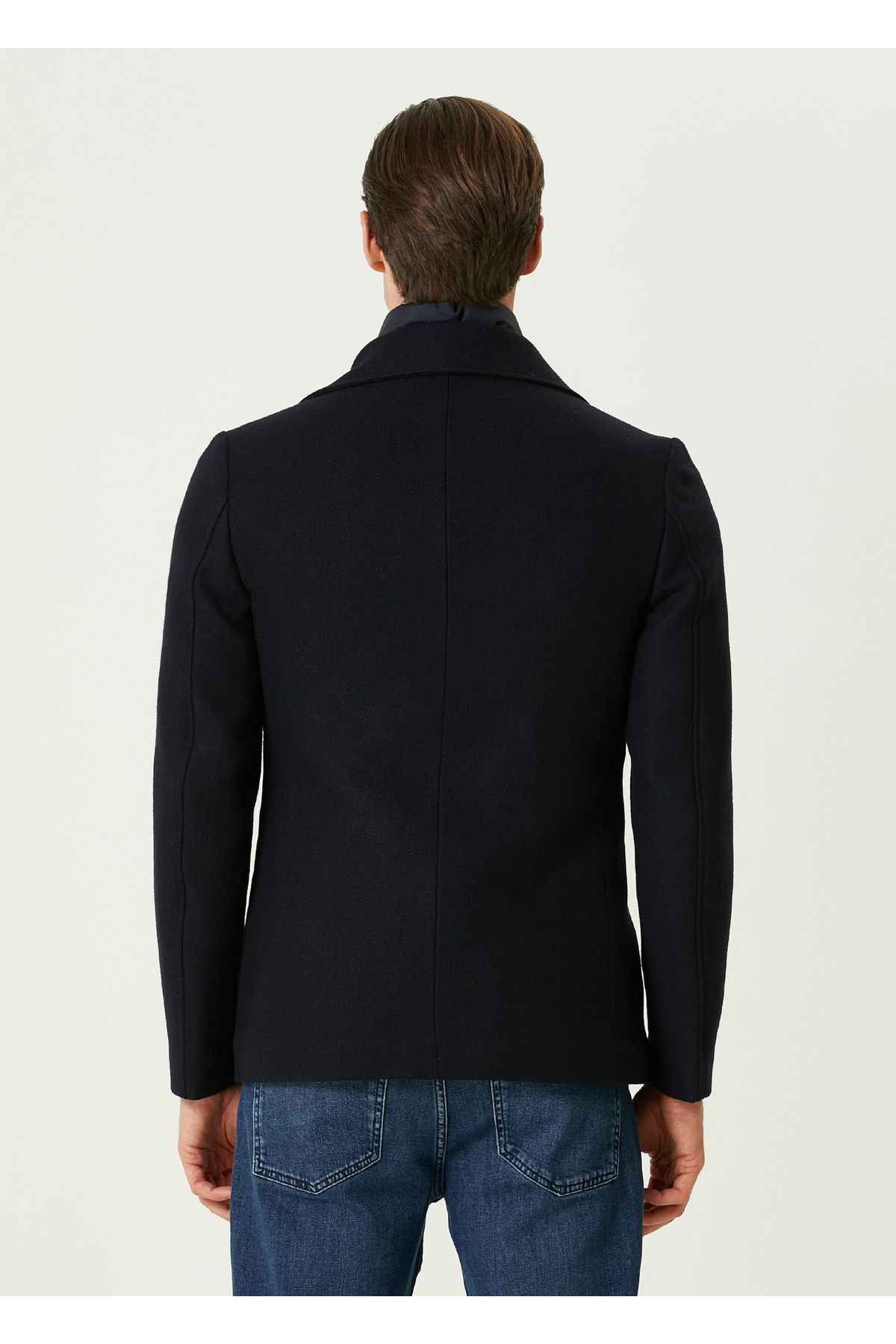 Pal Zileri-Navy Blue Wool Coat Size: 54 5