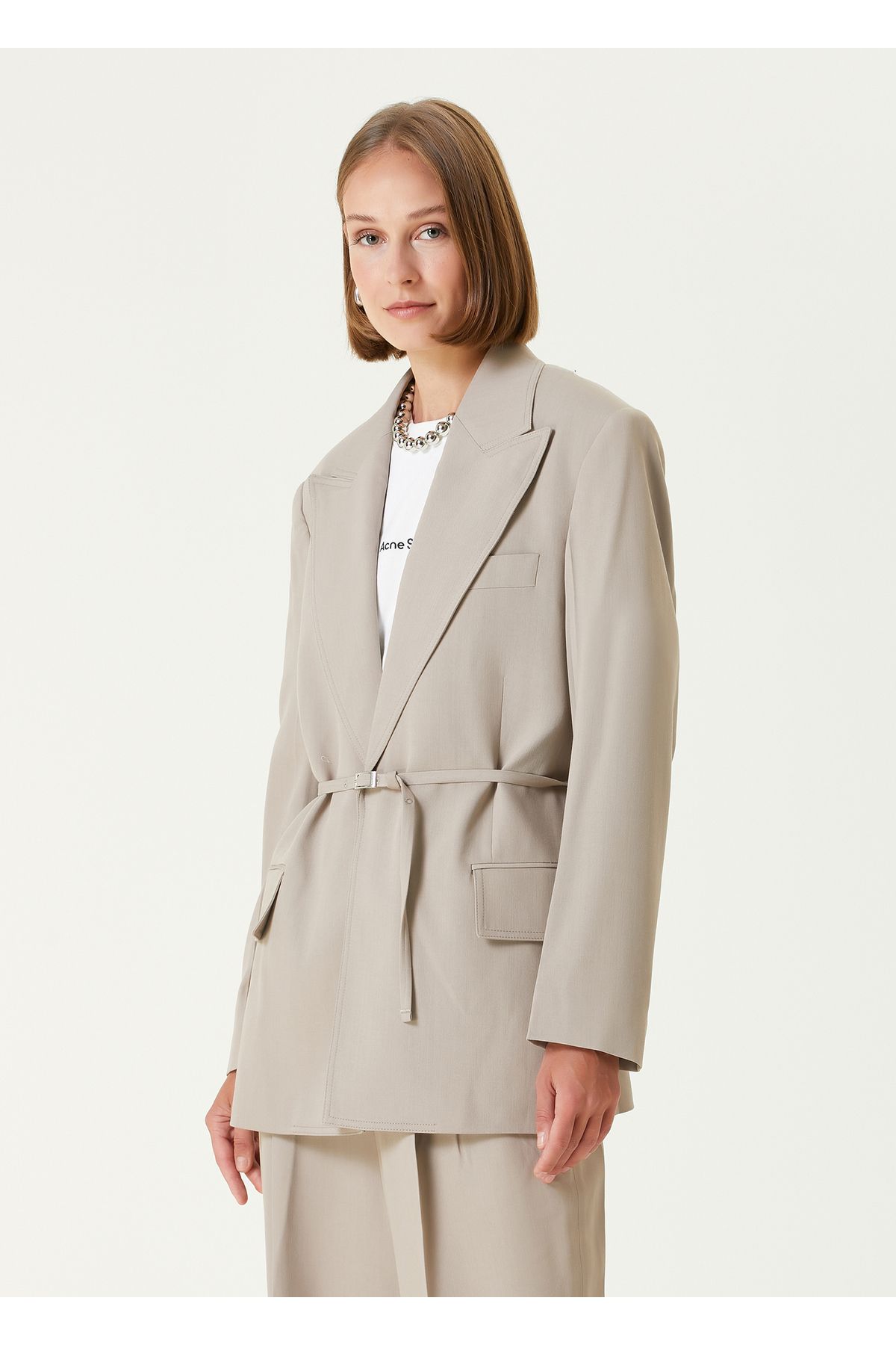 Acne Studios-Beige Blazer Size 38 - Belt Detailed 3
