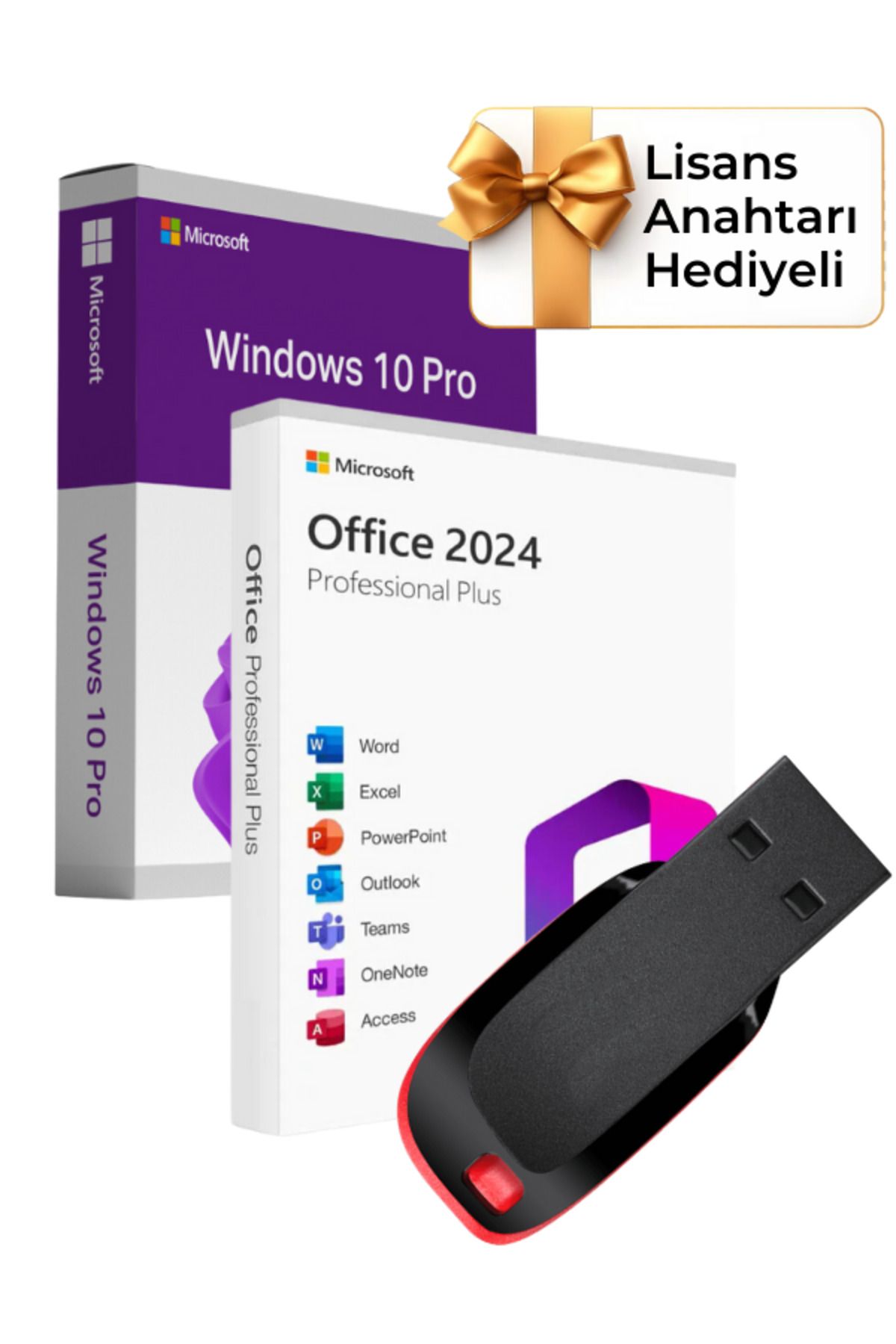 Kingston Windows 10 + Office 2024 Pro Plus Kurulum Dosyalı USB Bellek 64GB (Lisans Anahtarı Hediyeli)