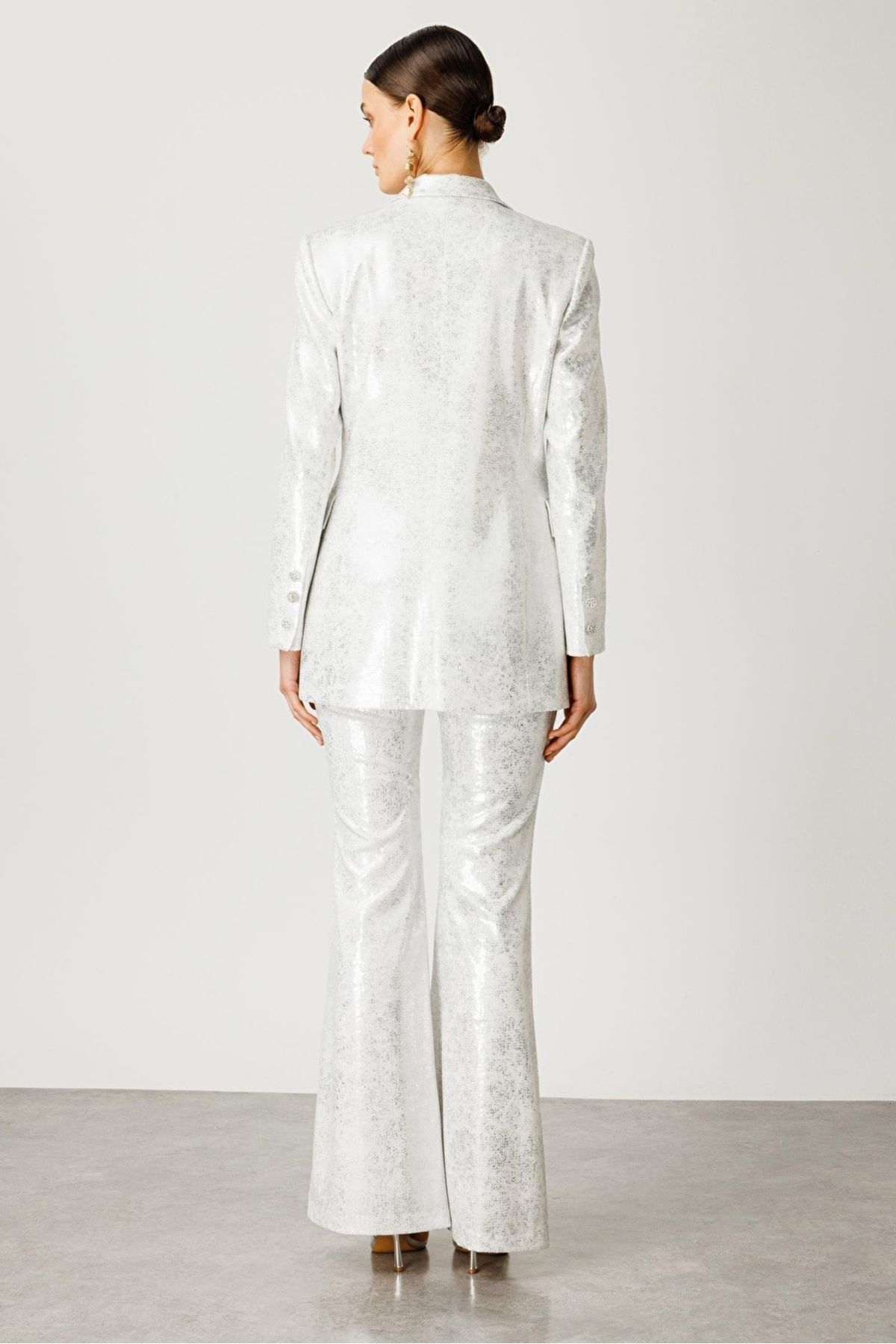Nefeli-Mono Collar Button Detailed Sequin Jacket Ekru Size: 46 3