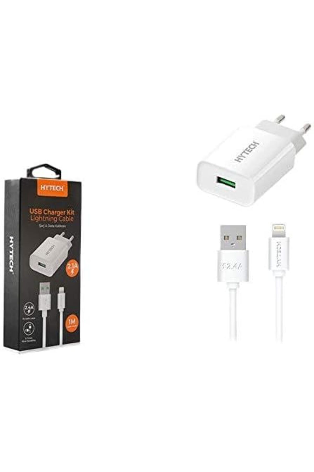 MCreative crashop HY-XE26L Lightning USB Kablolu 2100MA Ev Şarj 11W + 2,4A Beyaz Şarj Adaptör Seti  1073147