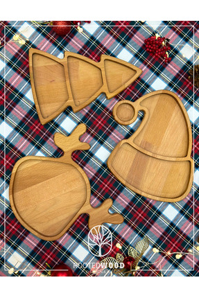 RootedWood Yılbaşı Hediyelik Çerez Seti – Geyik, Şapka ve Ağaç Tasarımlı