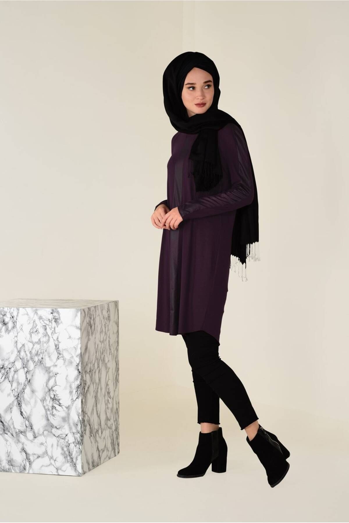 تونیک یقه خدمه با آستین راه راه 4615 Alvina