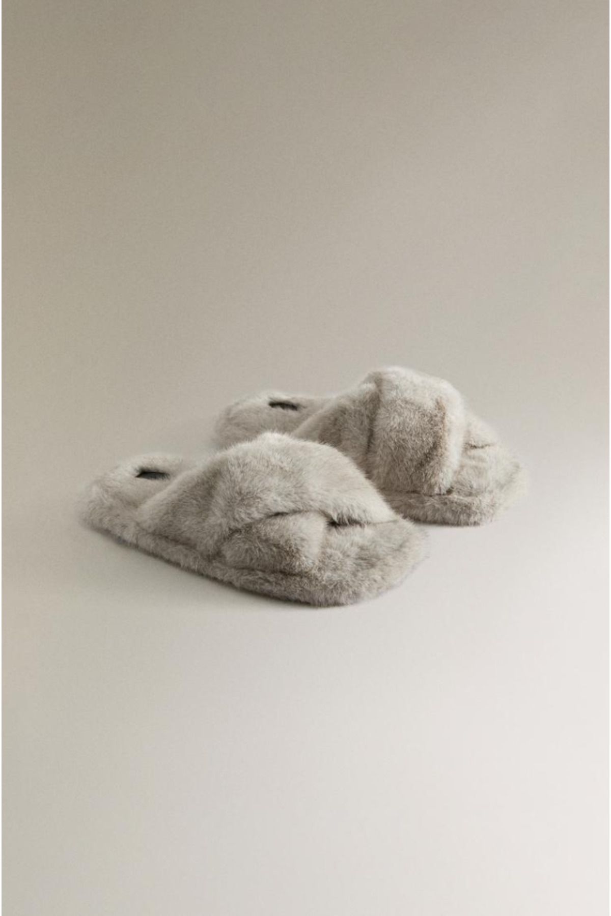 Zara-Criss-Cross Faux Fur Sandals 3