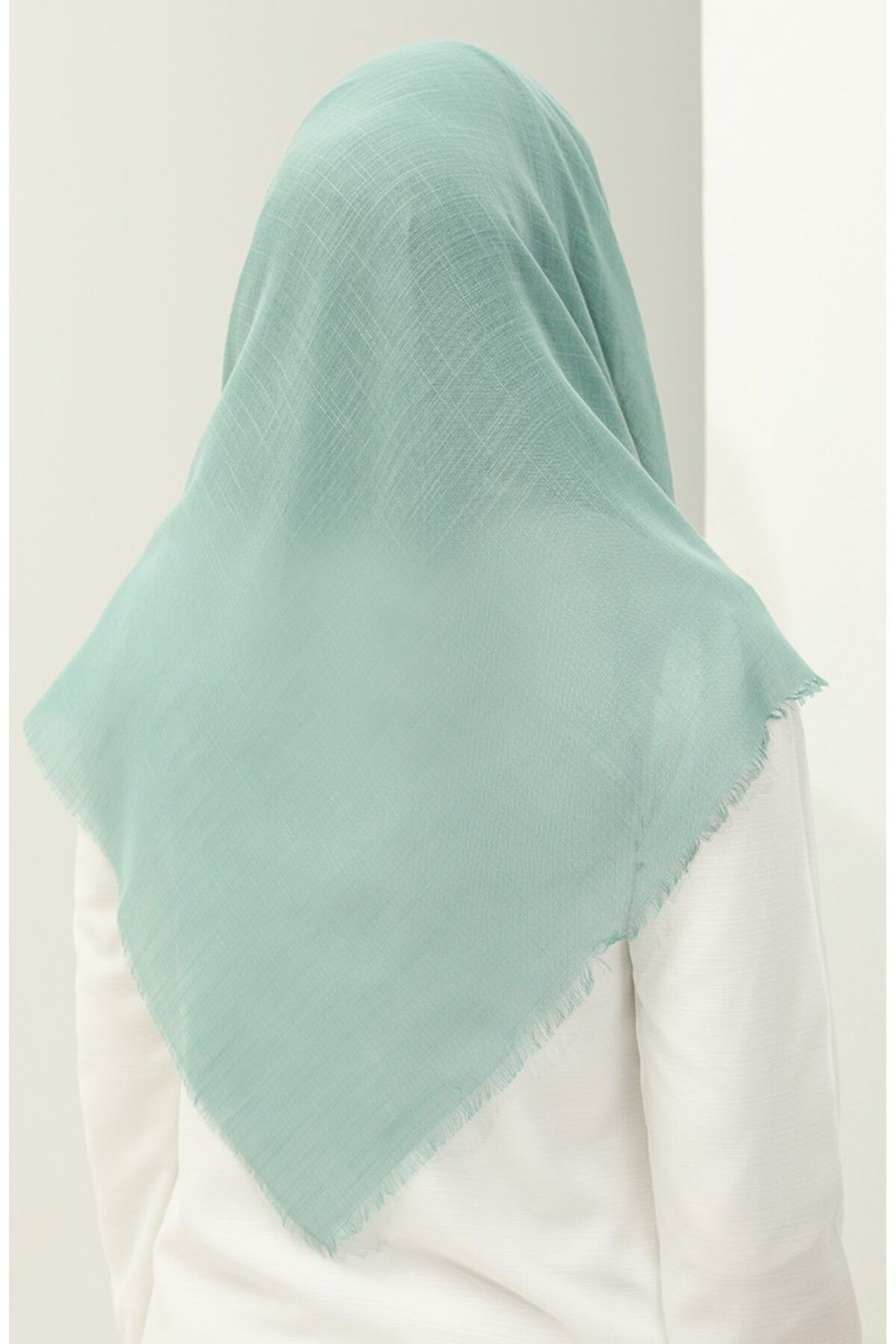 SEMİNEN-Mint Color Plain Flame Cotton Thin Scarf 3