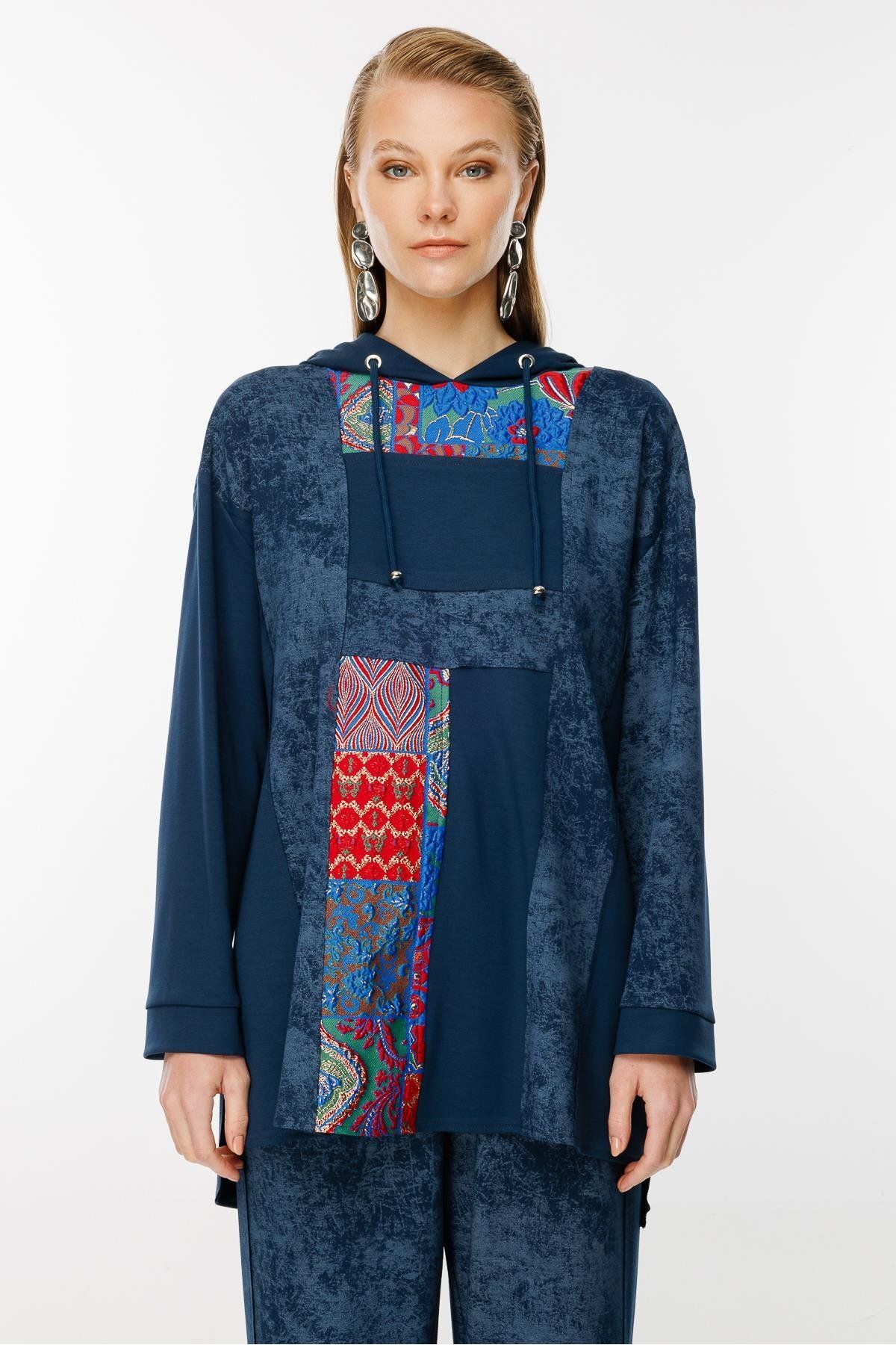 Ghisa-Blue Patterned Hooded Set 6