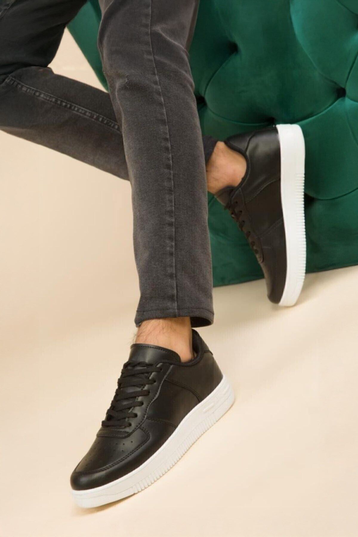 royalmoni Siyah Bağcıklı Günlük Spor Ayakkabı Unisex Sneaker Siyah/Beyaz