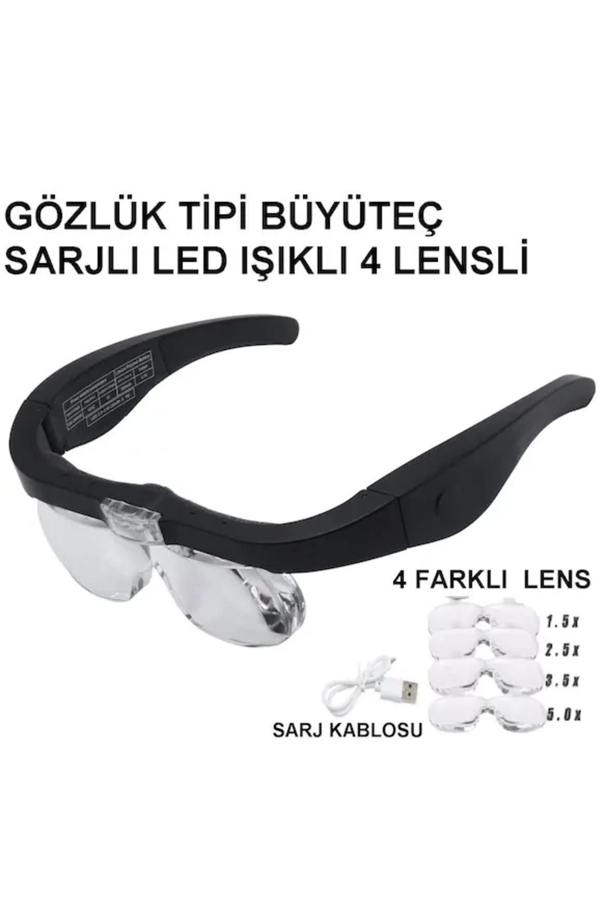 Astra Market - Şarjlı Gözlük Büyüteç  4 Farklı Lens -11537dc