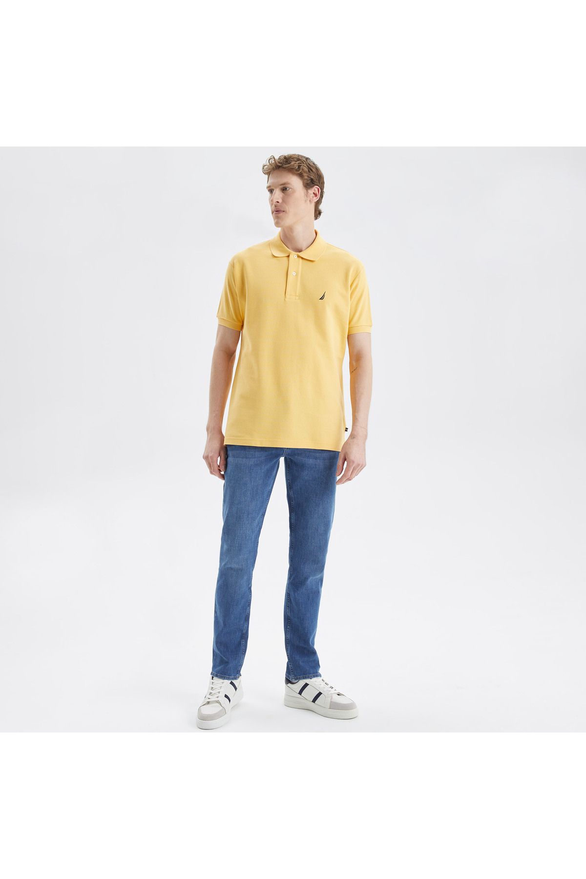 تی شرت یقه پولو زرد مردانه تيشرت يقه آستين كوتاه مدل Nautica