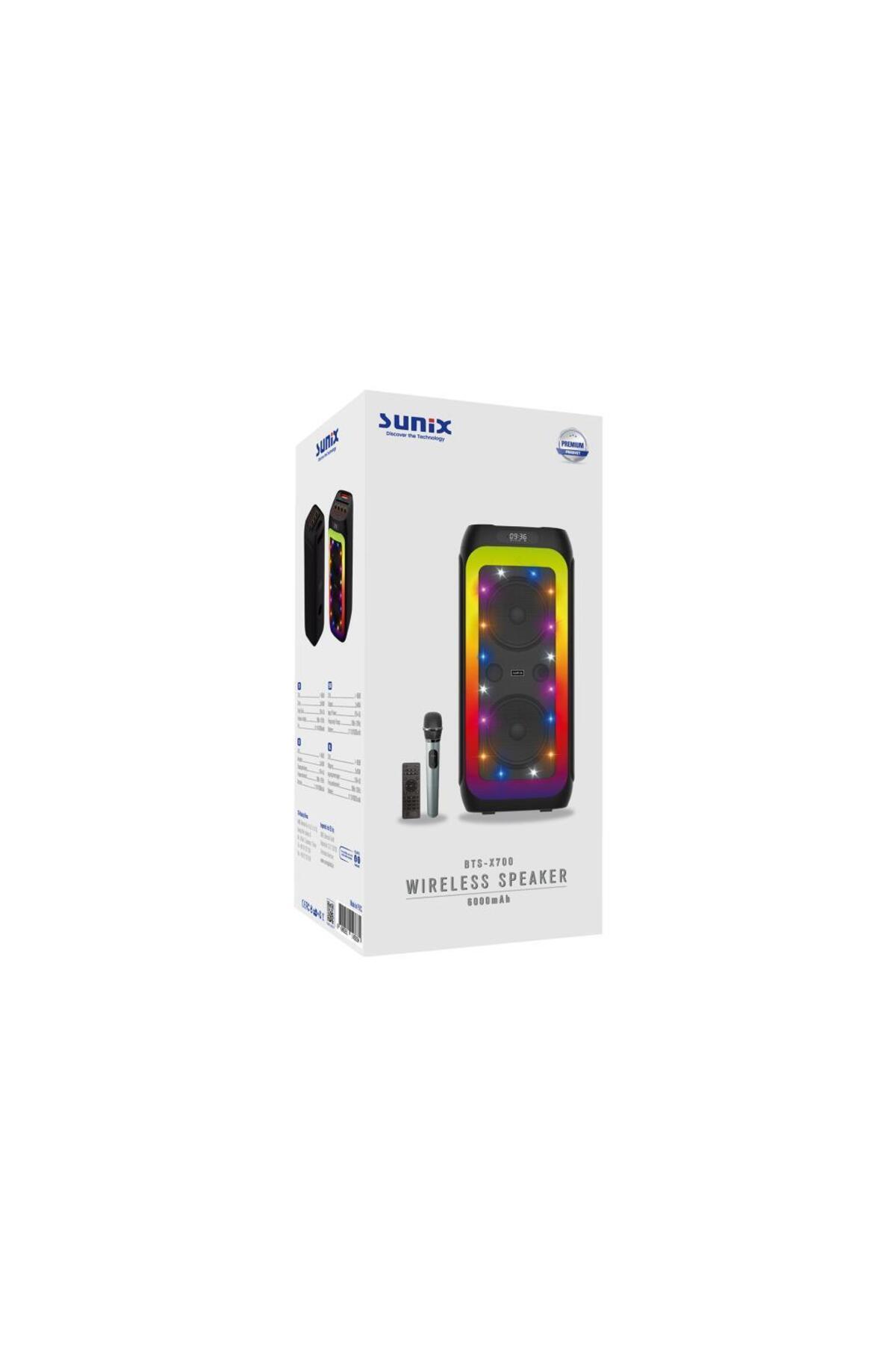Sunix 80w 6000 Mah Çift Mikrofonlu Ledli Bluetooth Hoparlör Bts