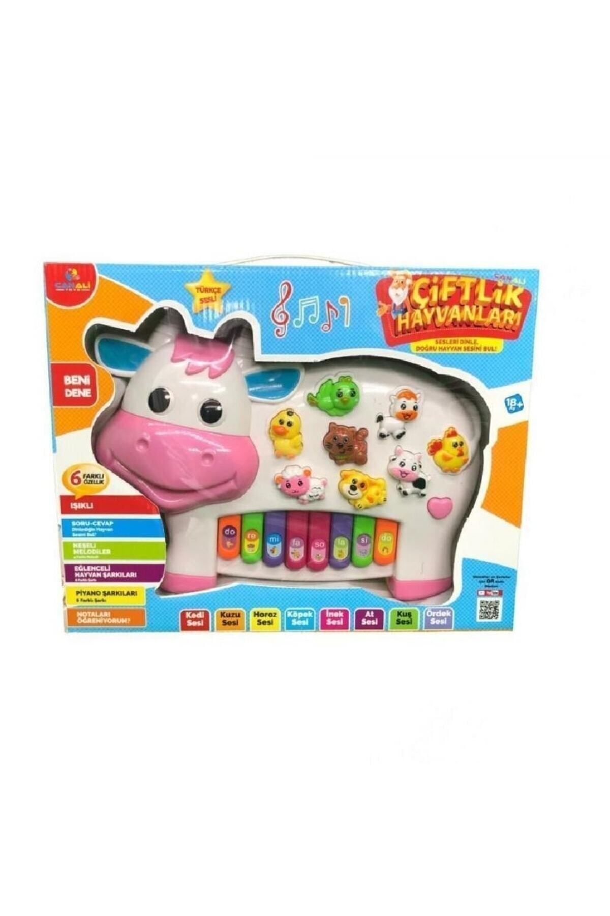 Can Ali Toys Kutulu Pilli Türkçe Hayvan Sesli Piyano Inek