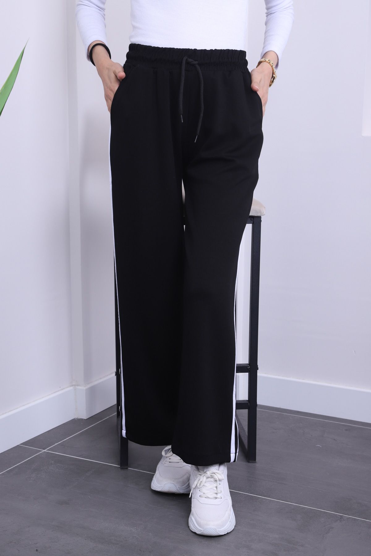 İmajButik-Black Elastic Waist Modal Sweatpants 2